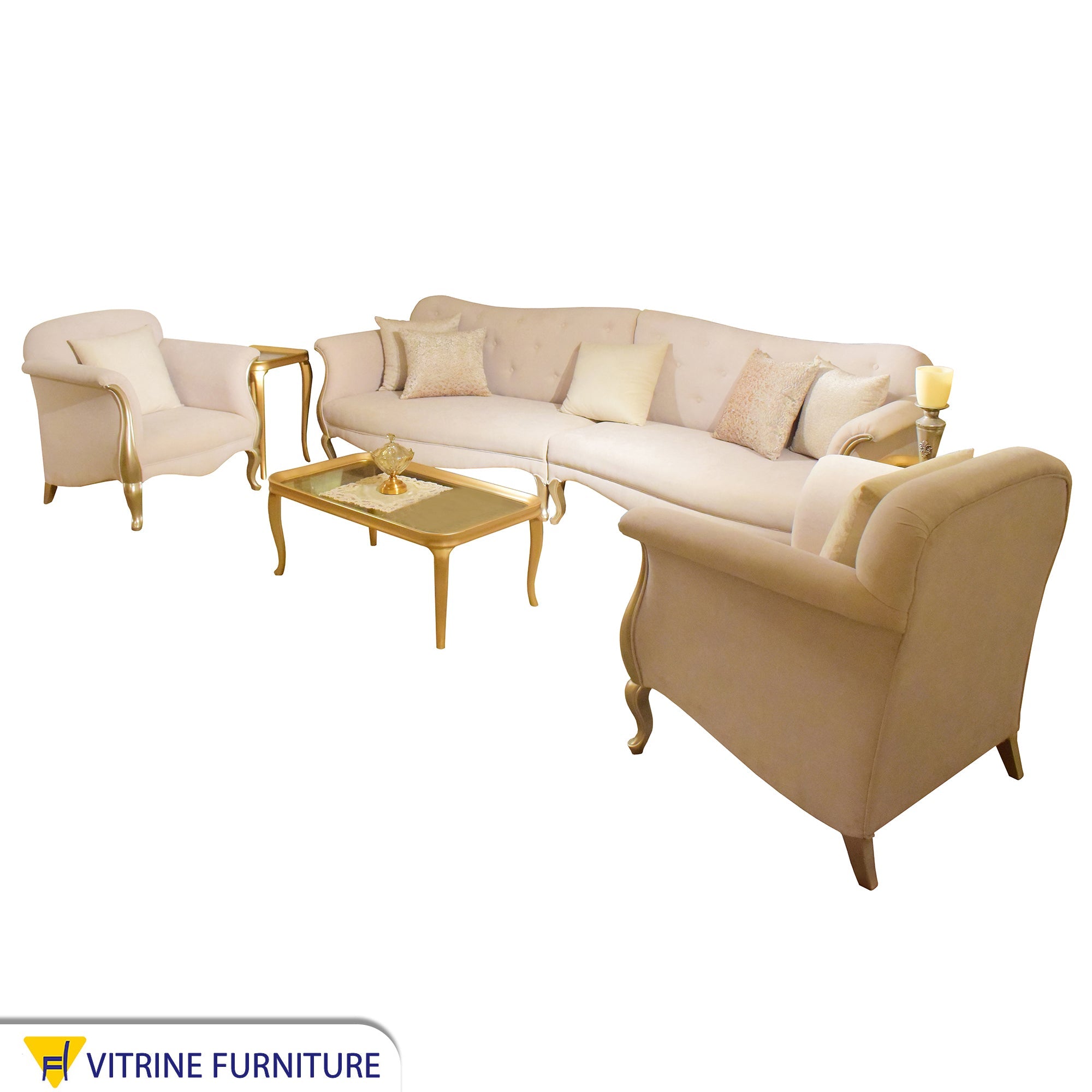 Classic Golden Elegance for Timeless Style - Vitrine Furniture - Living room sets