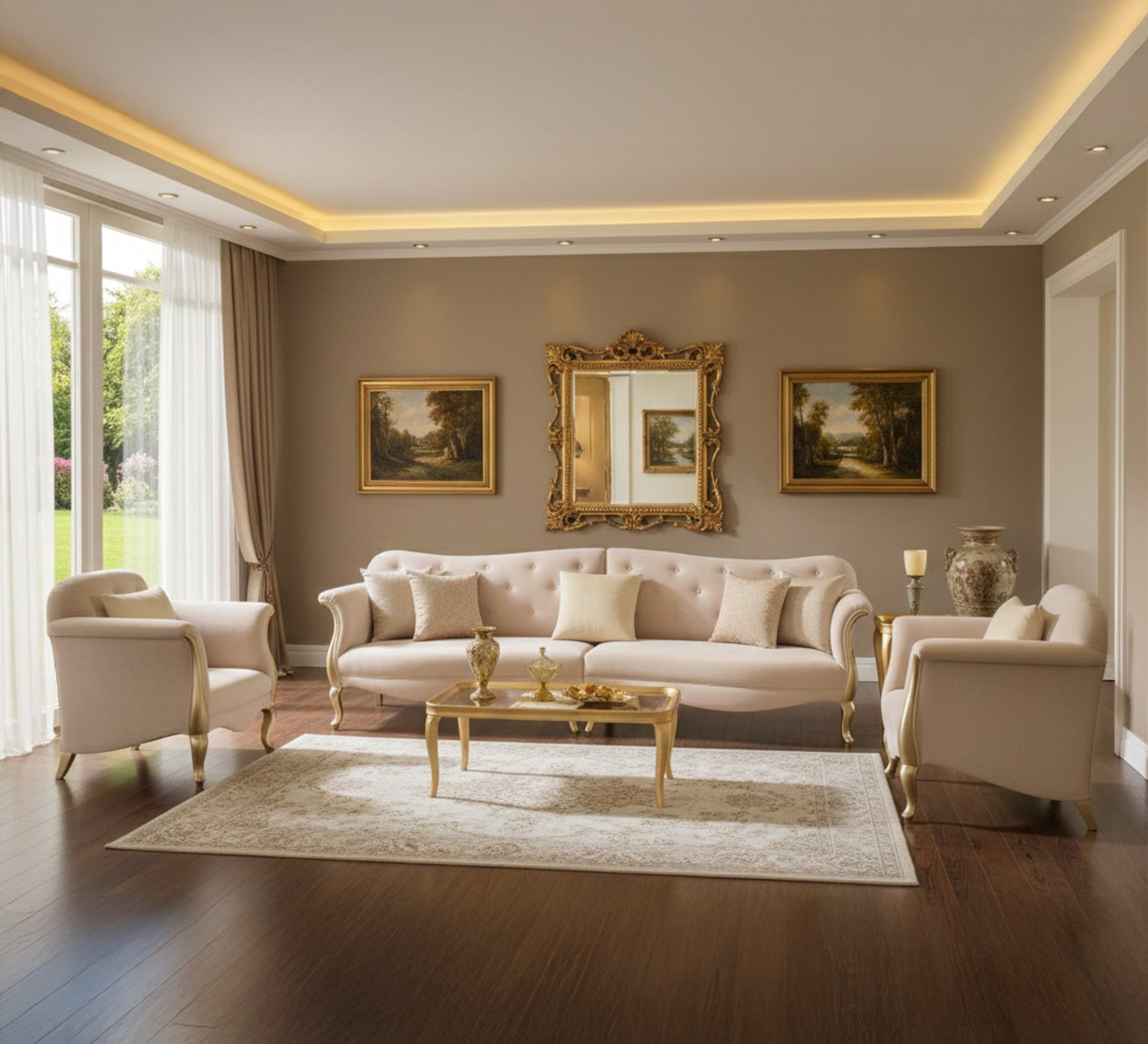 Classic Golden Elegance for Timeless Style - Vitrine Furniture - Living room sets