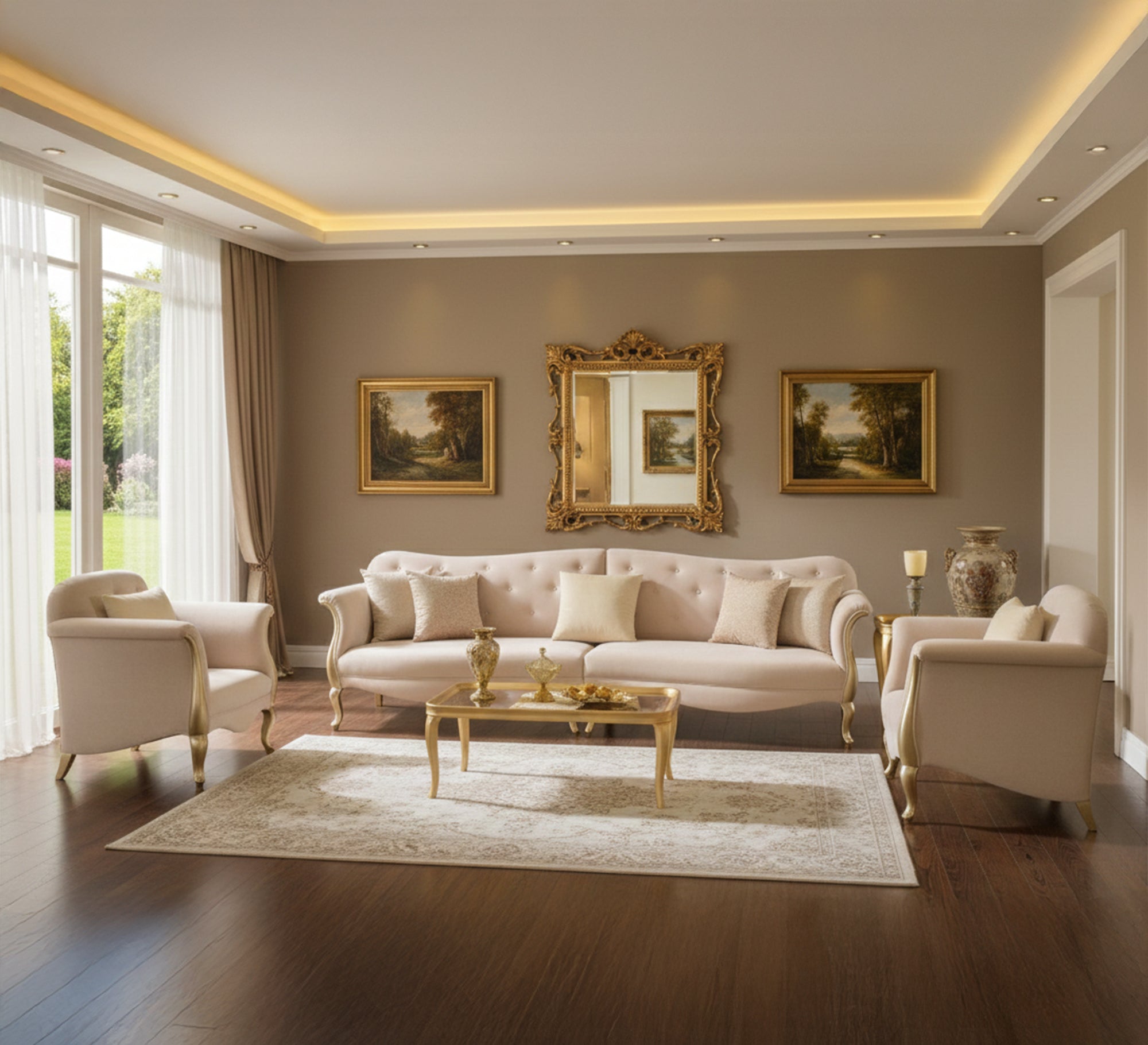 Classic Golden Elegance for Timeless Style - Vitrine Furniture - Living room sets