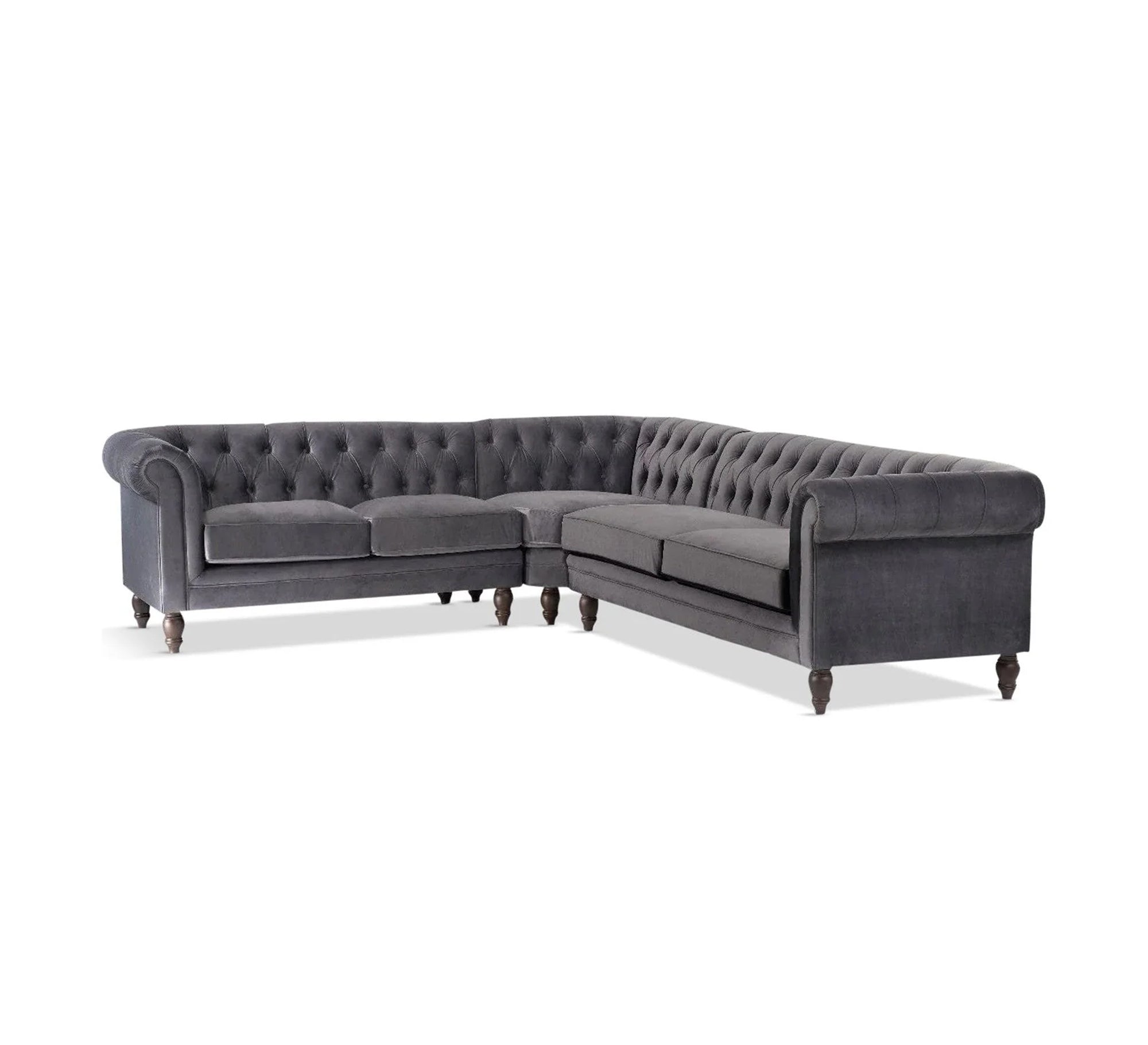 Classic luxury velvet corner sofa in gray - Vitrine Furniture - Furniture
