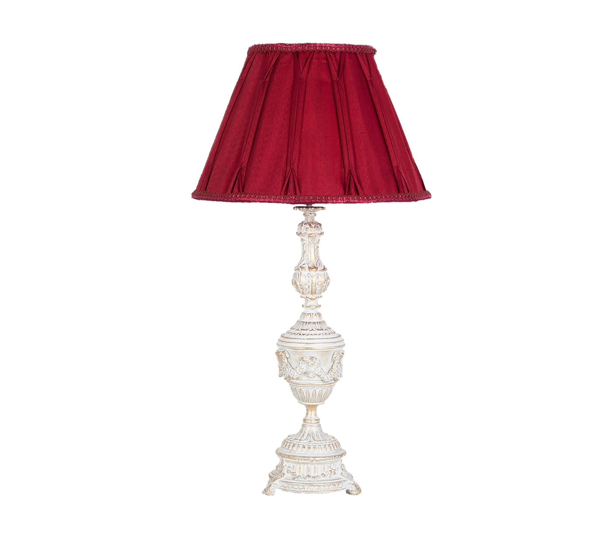 Classic table lamp in burgundy shade - Vitrine Furniture - Lighting