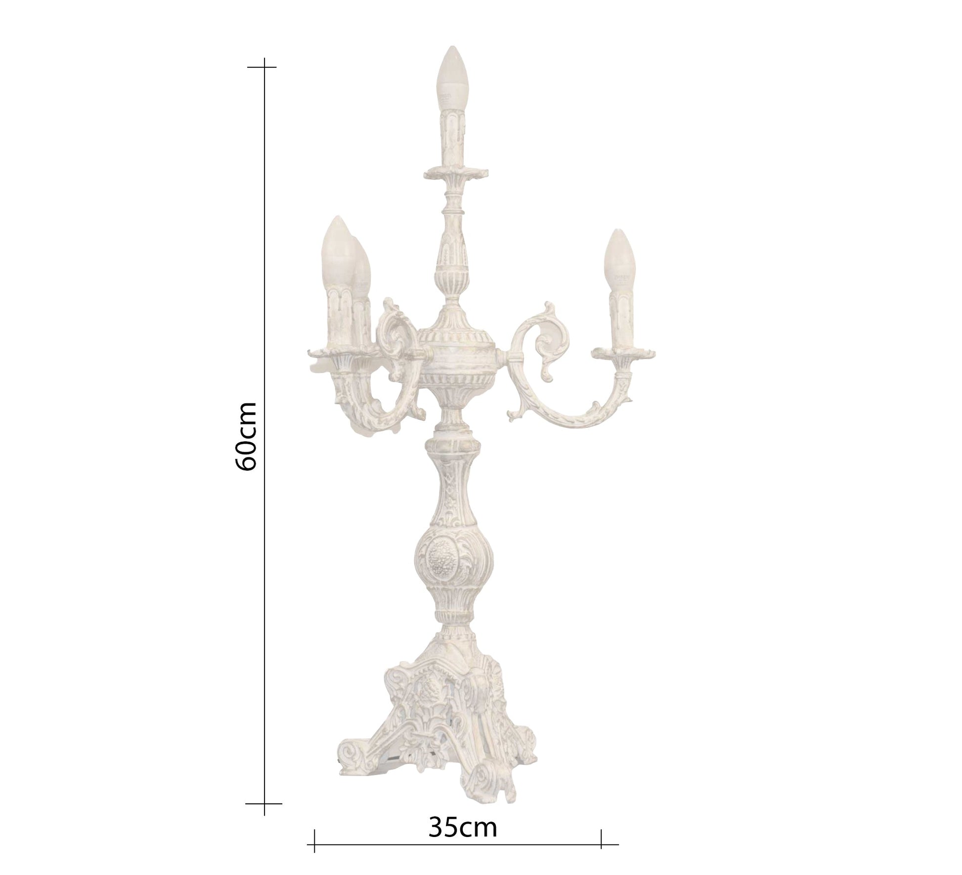 Classic three - light white ornate candlestick - Vitrine Furniture - Lighting