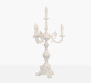 Classic three - light white ornate candlestick - Vitrine Furniture - Lighting