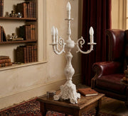 Classic three - light white ornate candlestick - Vitrine Furniture - Table lamps