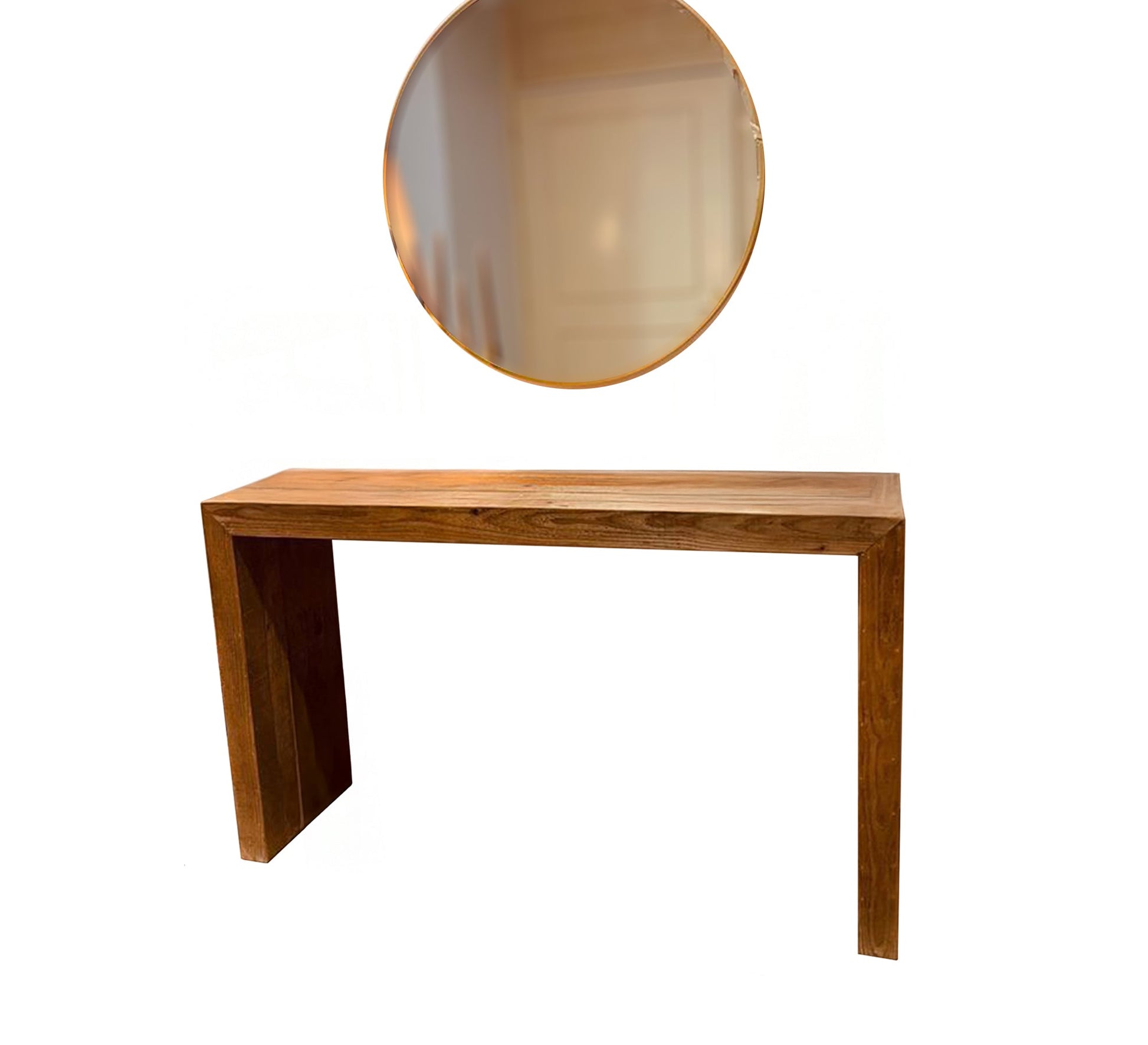 Classic touch wooden console table with round mirror top - Vitrine Furniture - Furniture
