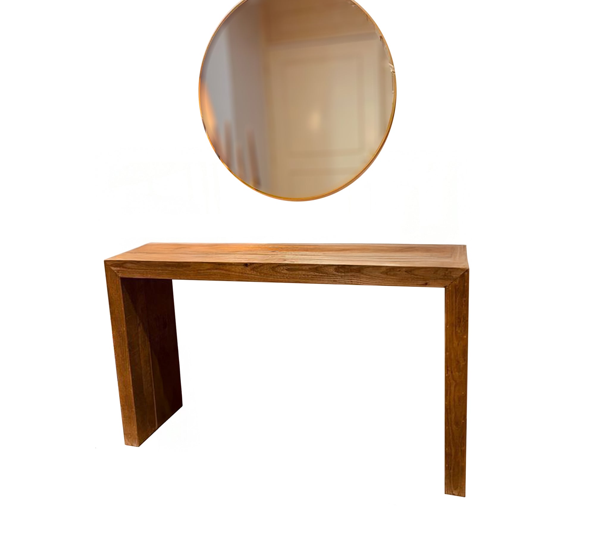 Classic touch wooden console table with round mirror top - Vitrine Furniture - Furniture
