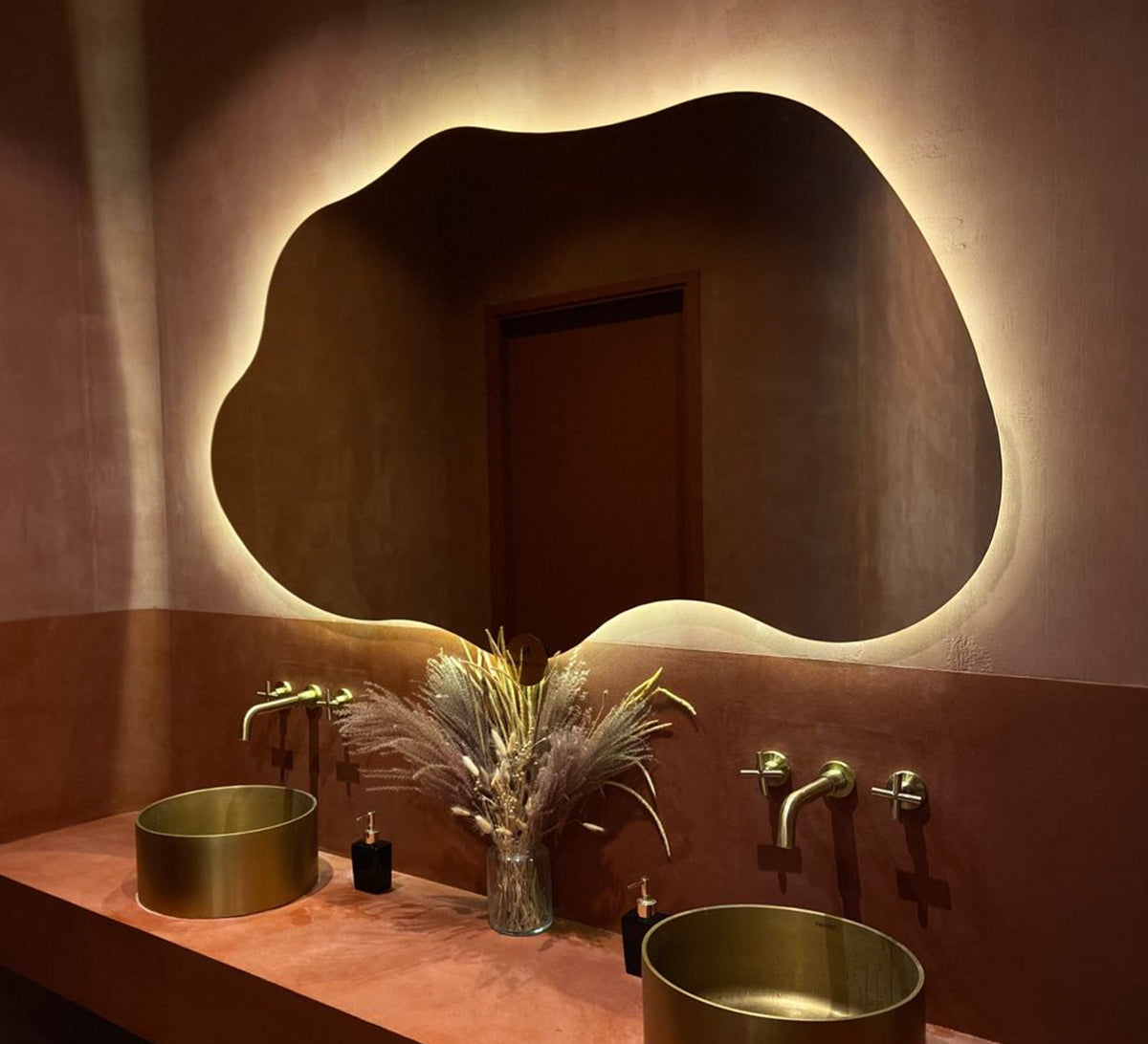 Cloud Mirror with Warm Light for Two Sinks - Vitrine Furniture - Mirrors
