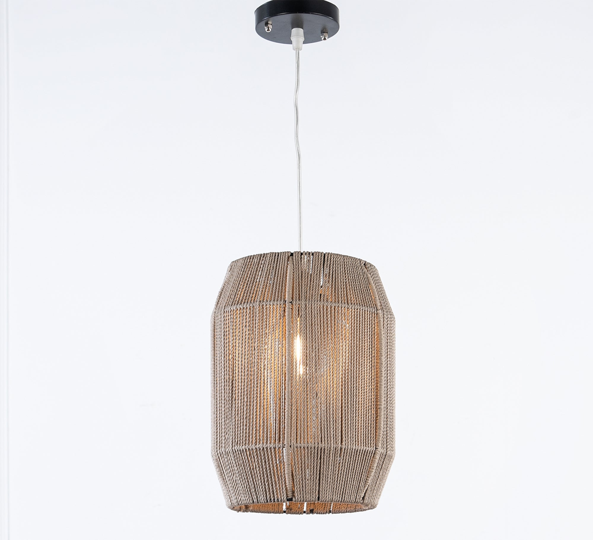 Coffee color ceiling chandelier with macrame threads - Vitrine Furniture - Lighting