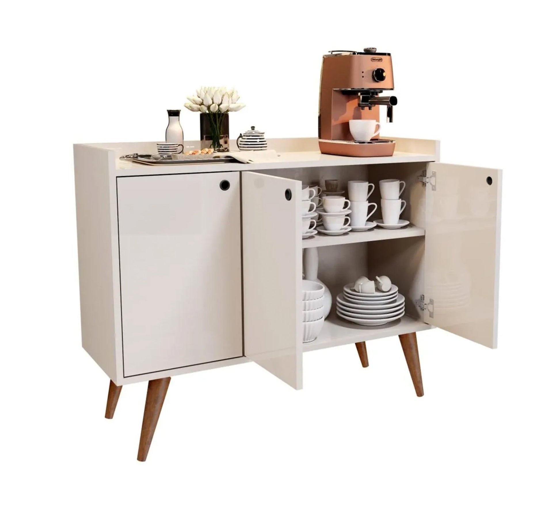 Coffee corner with slanted wooden legs - Vitrine Furniture - Furniture