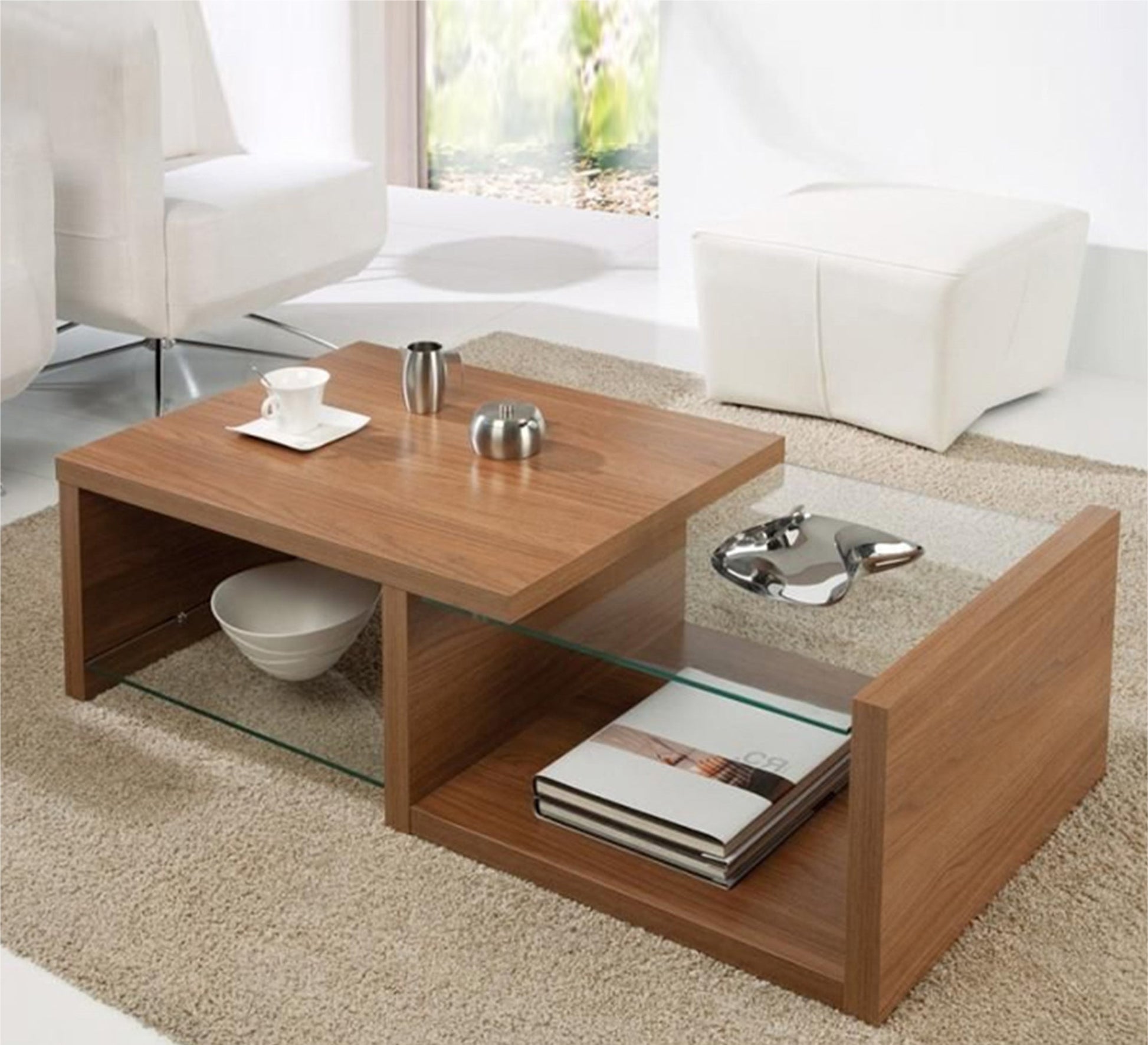 Coffee Table: Elegant Wooden Finish Charm - Vitrine Furniture - Furniture
