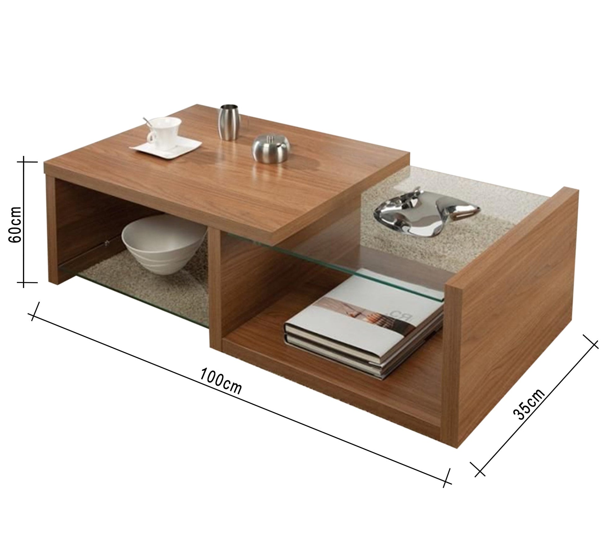 Coffee Table: Elegant Wooden Finish Charm - Vitrine Furniture - Furniture