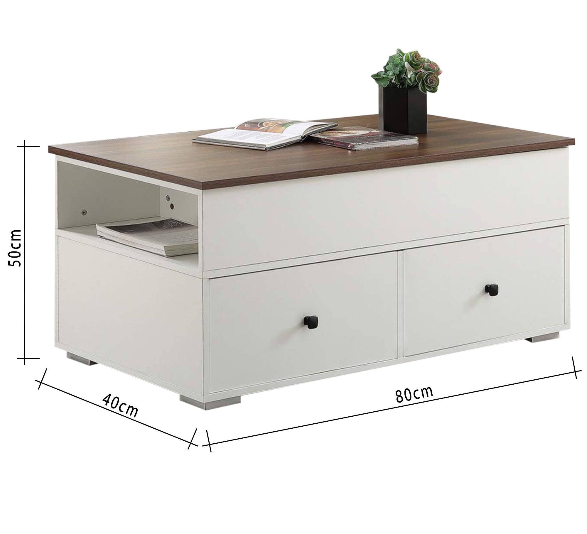 Coffee table with a white lower storage unit - Vitrine Furniture - Furniture