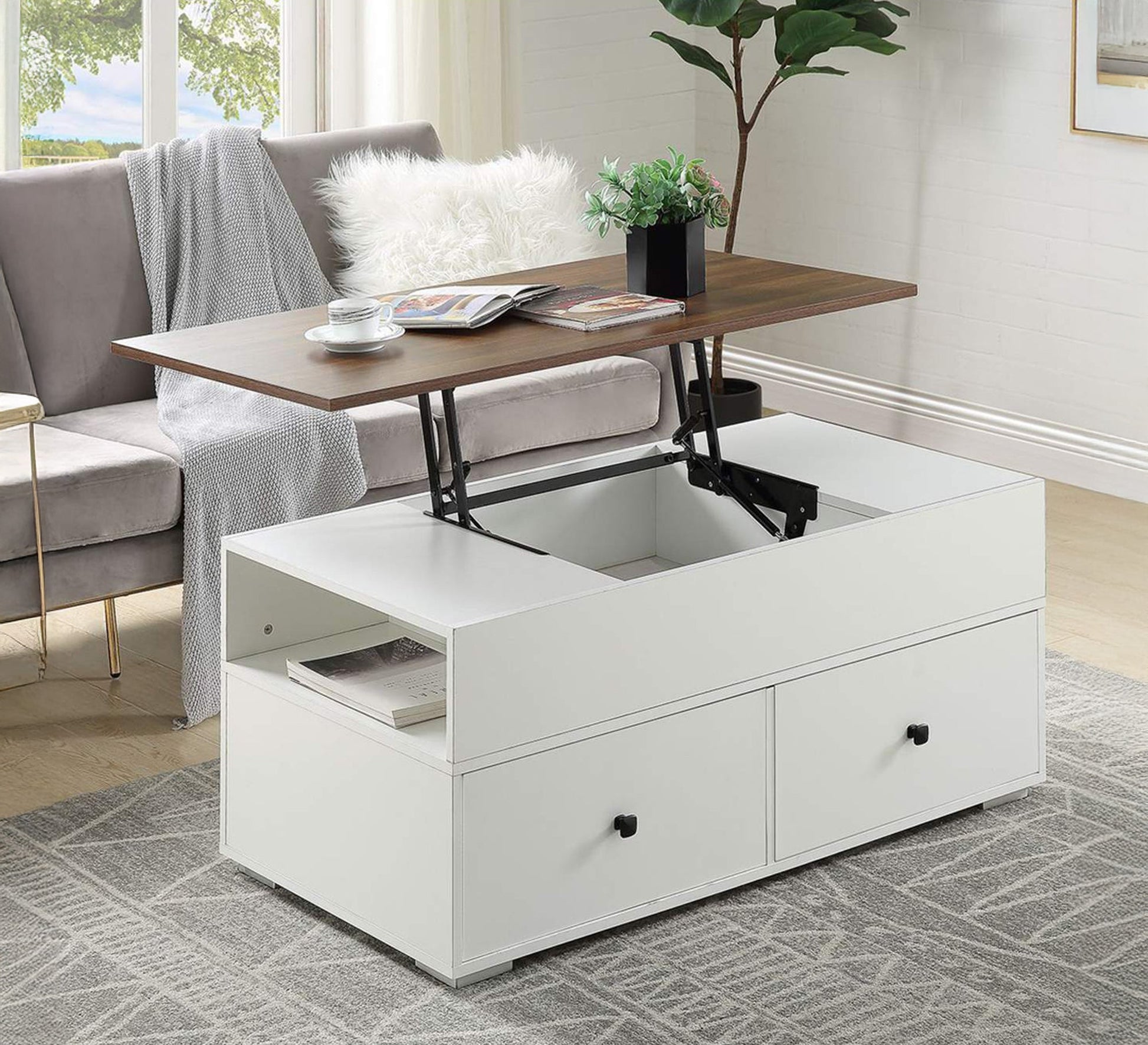 Coffee table with a white lower storage unit - Vitrine Furniture - Furniture
