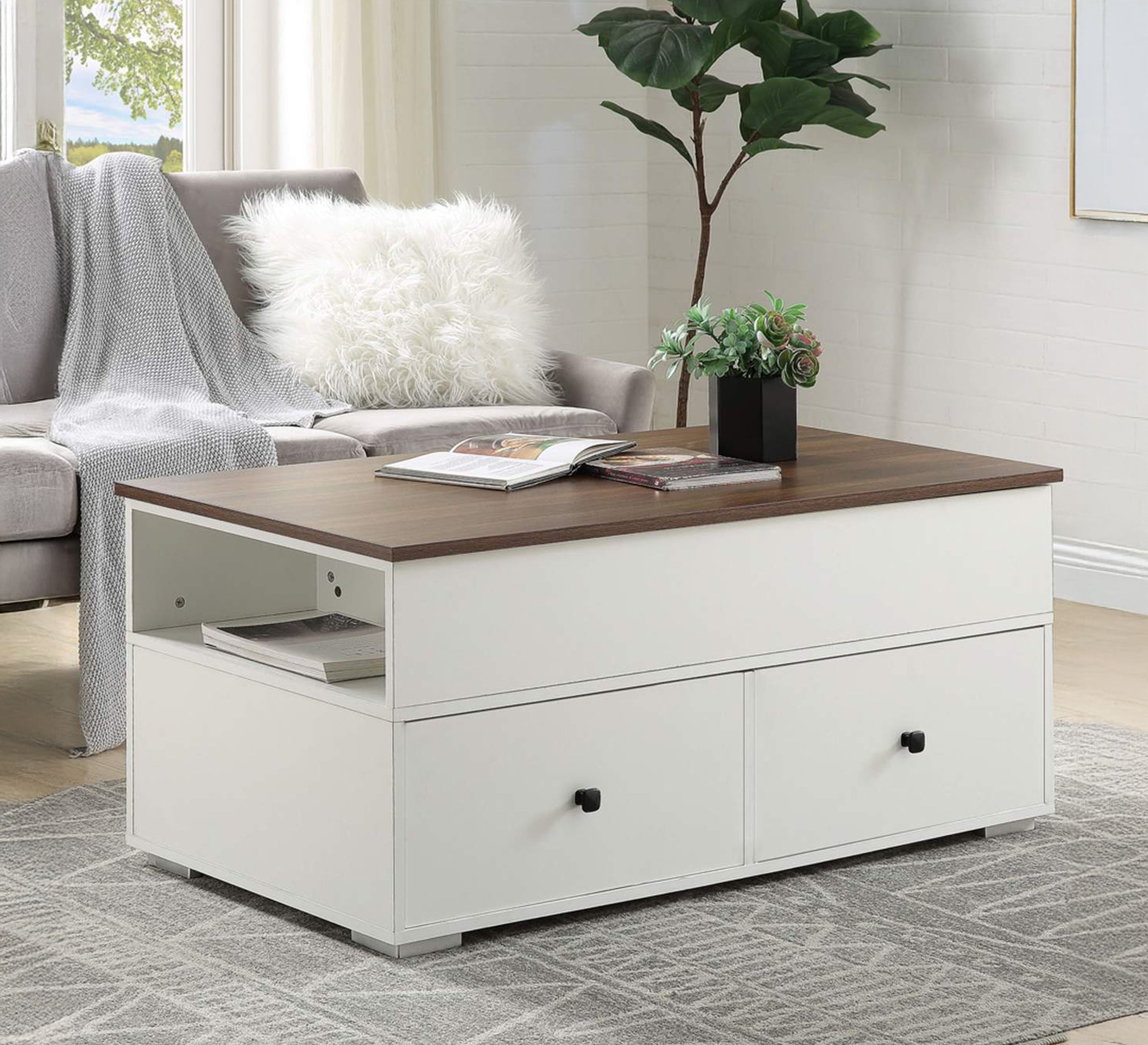 Coffee table with a white lower storage unit - Vitrine Furniture - Furniture