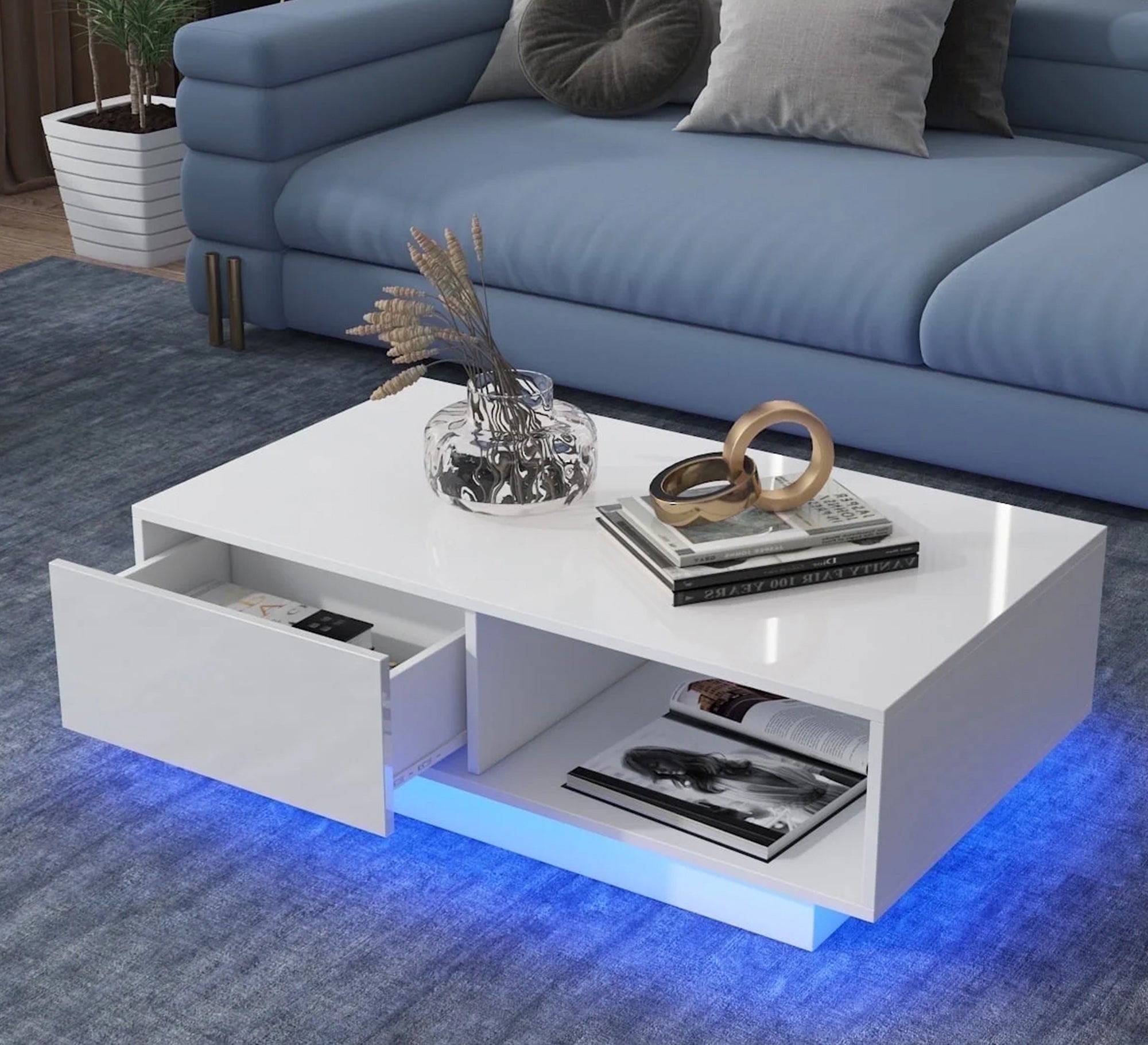 Coffee table with LED lighting and storage - Vitrine Furniture - Furniture