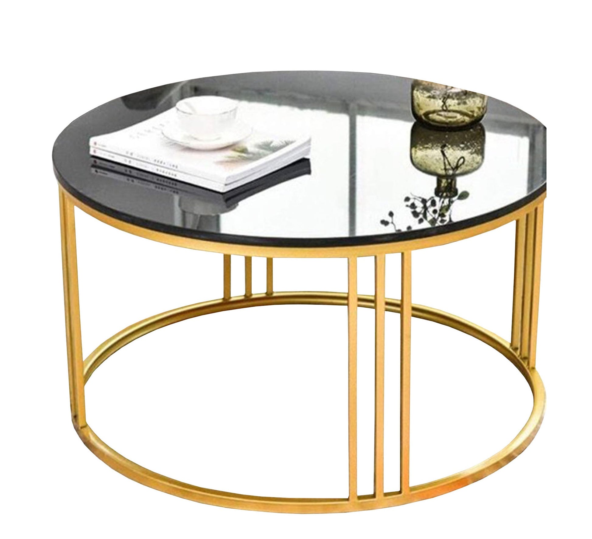 Coffee table with round base in gold - Vitrine Furniture - Furniture