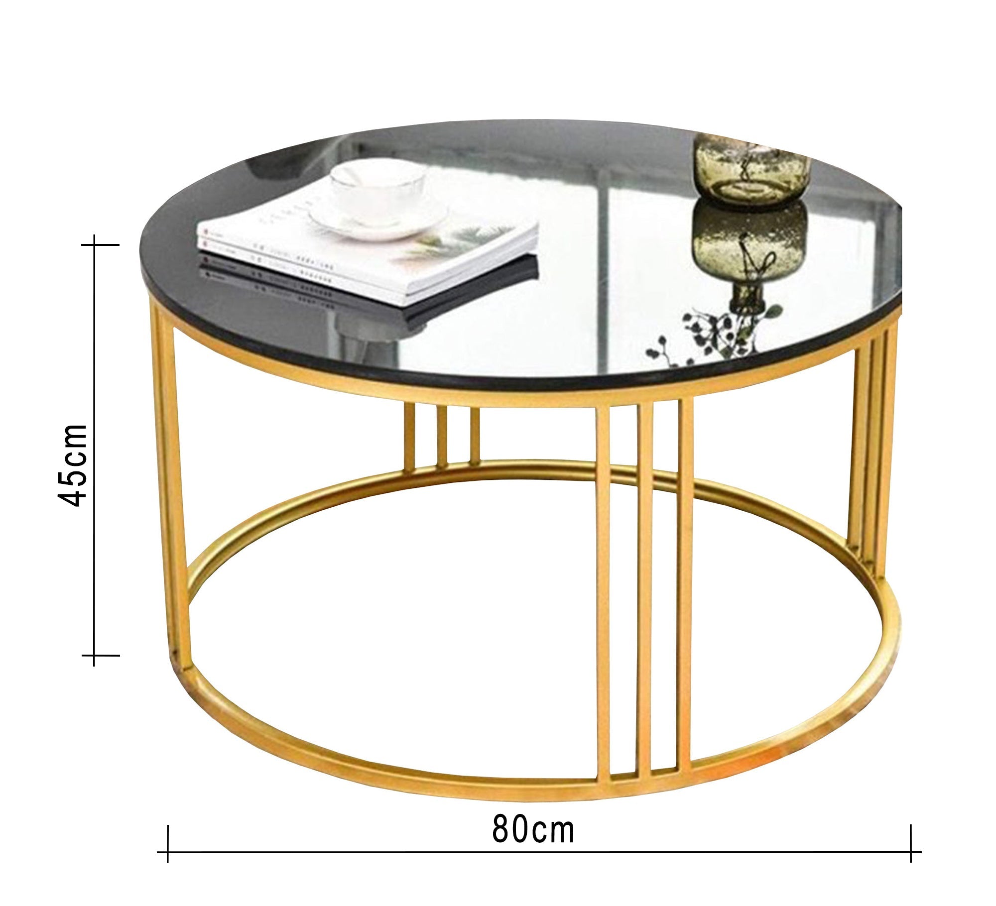 Coffee table with round base in gold - Vitrine Furniture - Furniture