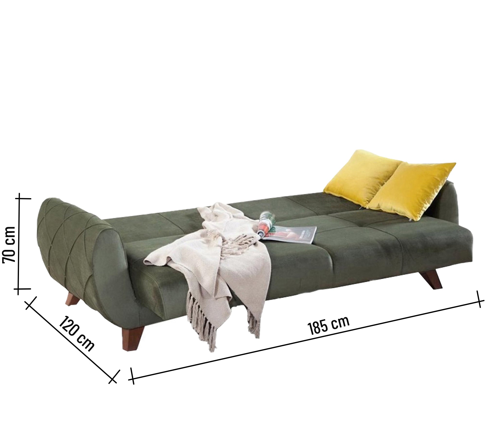 Comfort Luxe Sofa Bed - Stylish Grey, Vibrant Yellow Cushions - Vitrine Furniture - Sofas