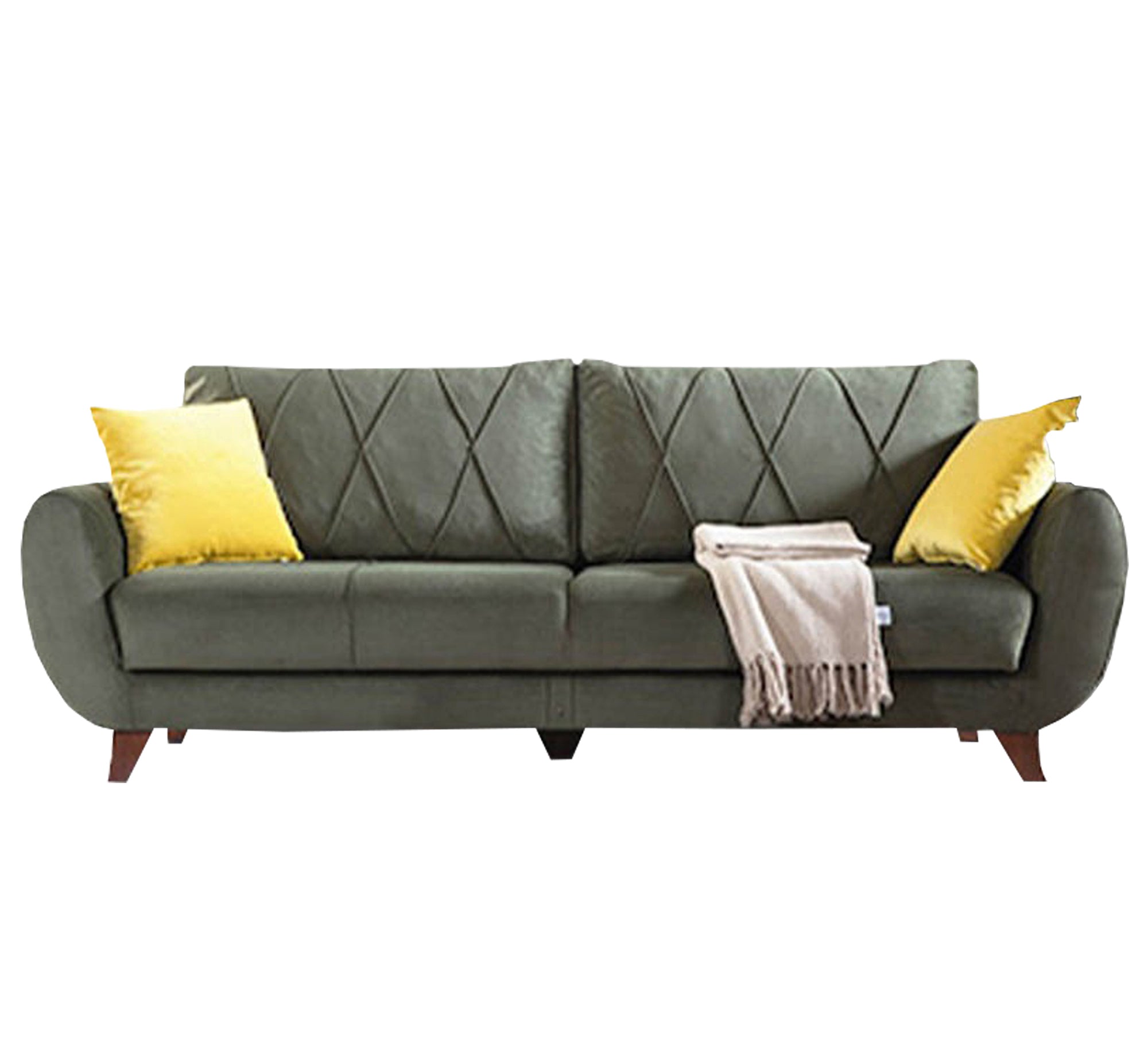 Comfort Luxe Sofa Bed - Stylish Grey, Vibrant Yellow Cushions - Vitrine Furniture - Sofas