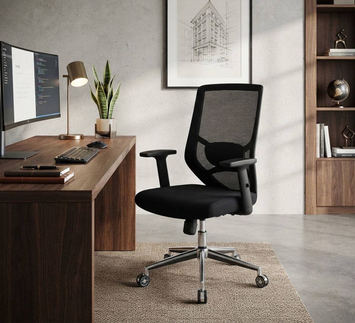 Comfortable black office chair with a back Mesh - Vitrine Furniture - Office Chairs