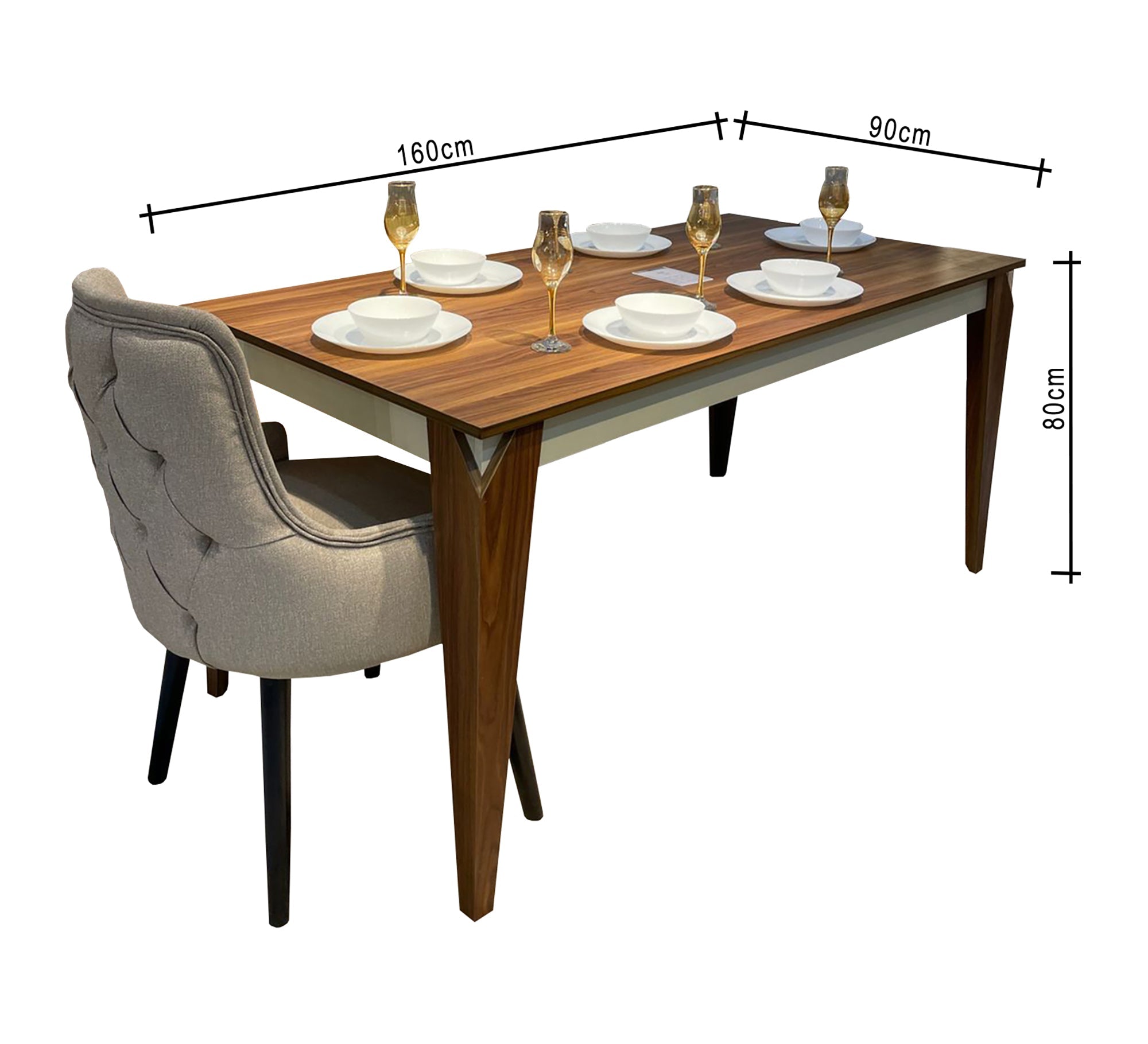 Comfortable dining room in white and light brown wood - Vitrine Furniture - Furniture