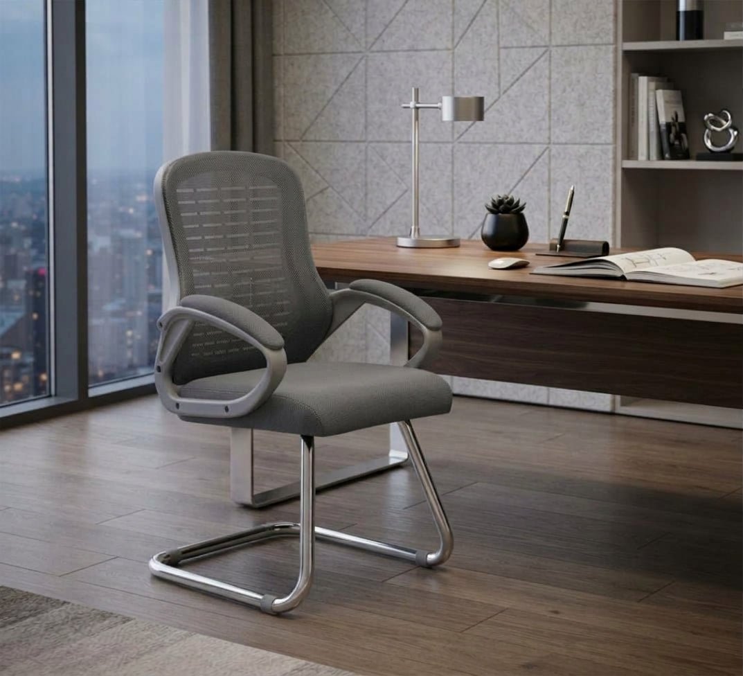 Comfortable Grey Office Chair with Unique Armrests - Vitrine Furniture - Office Chairs