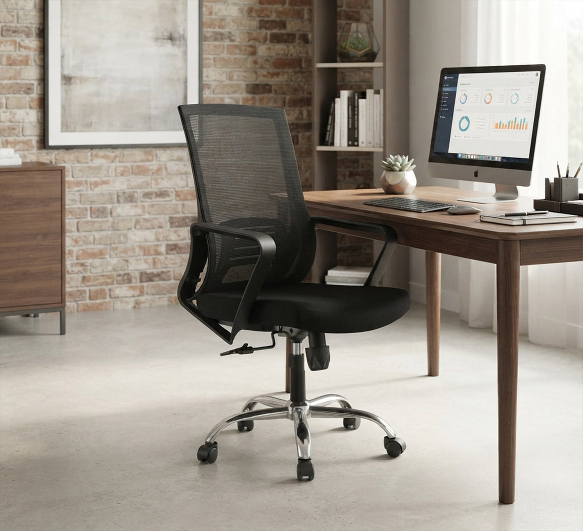 Comfortable mesh office chair with a nickel base - Vitrine Furniture - Office Chairs