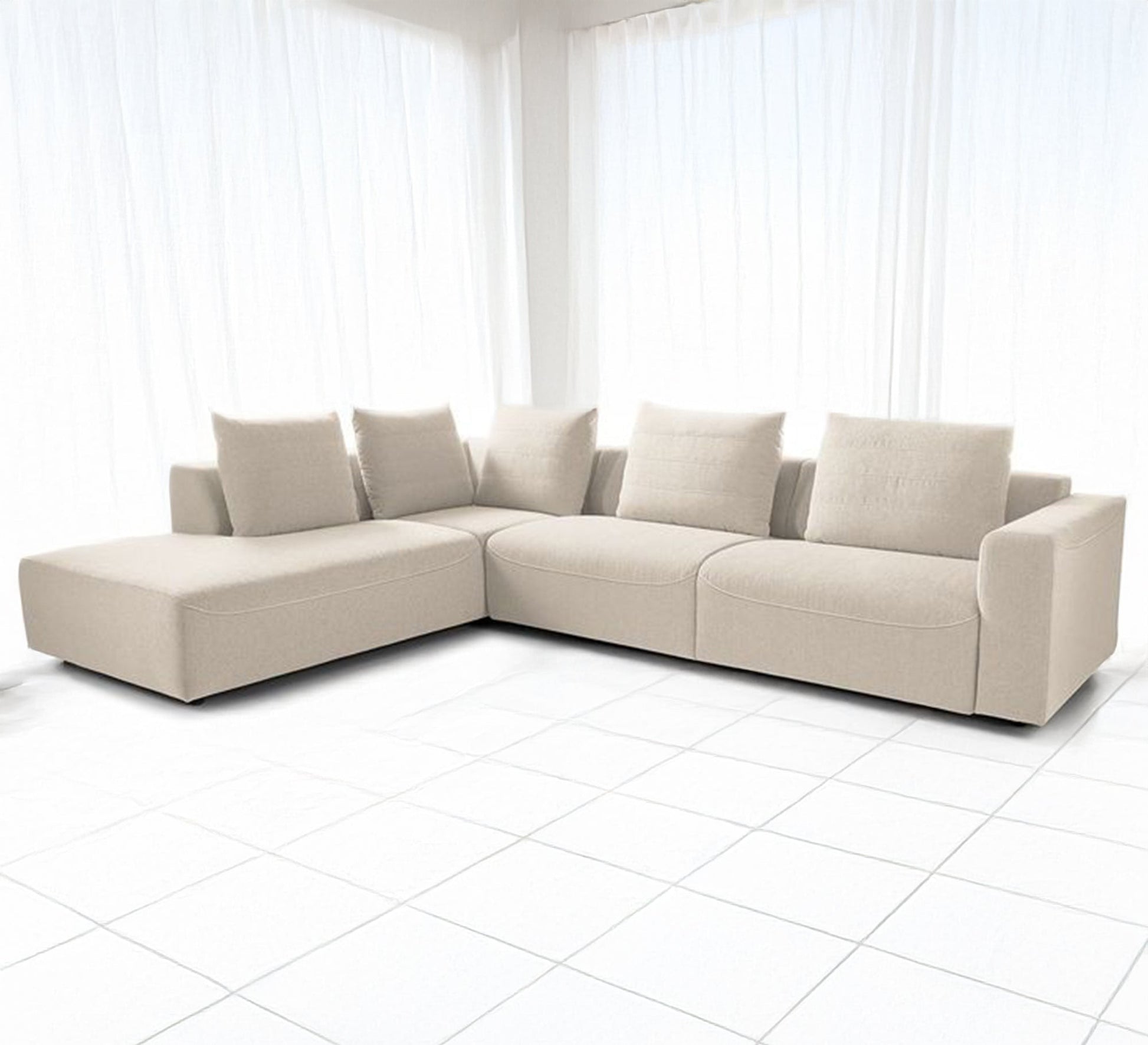 Comfortable, modern, spacious, modular beige corner sofa - Vitrine Furniture - Furniture