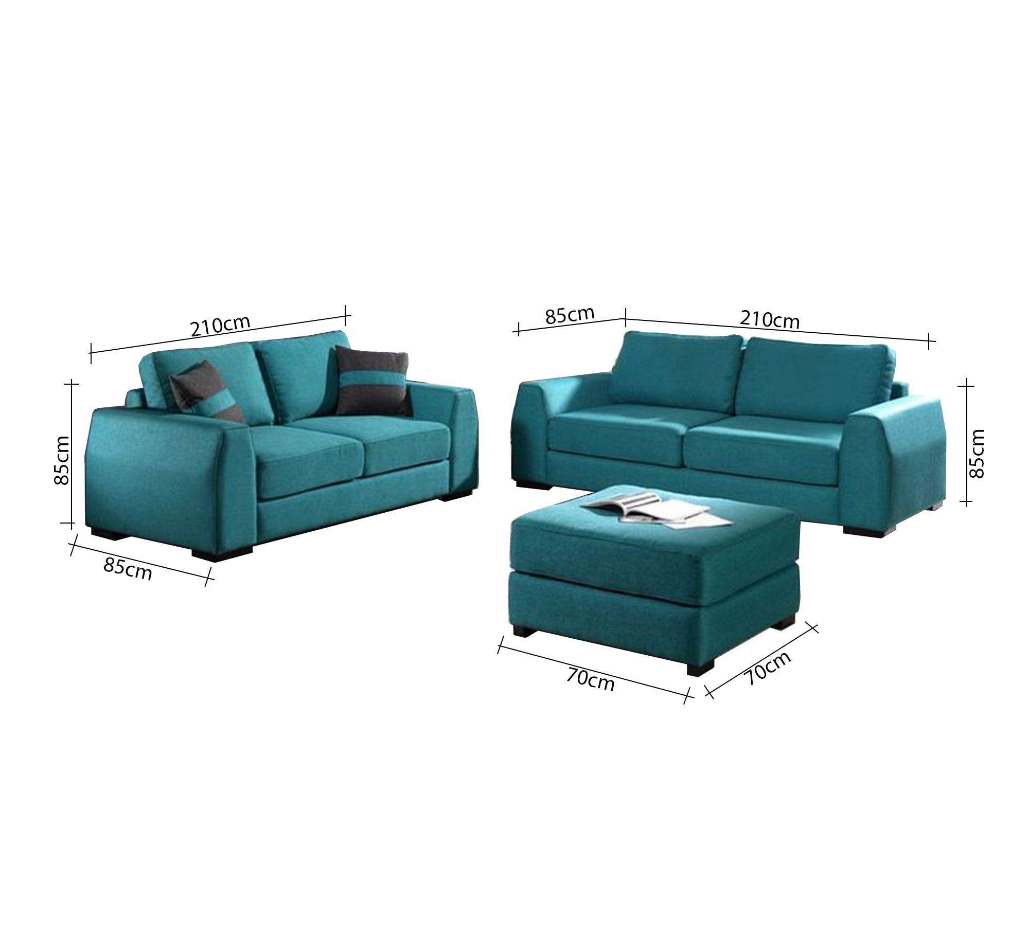 Comfortable modern turquoise blue living room set - Vitrine Furniture - Furniture