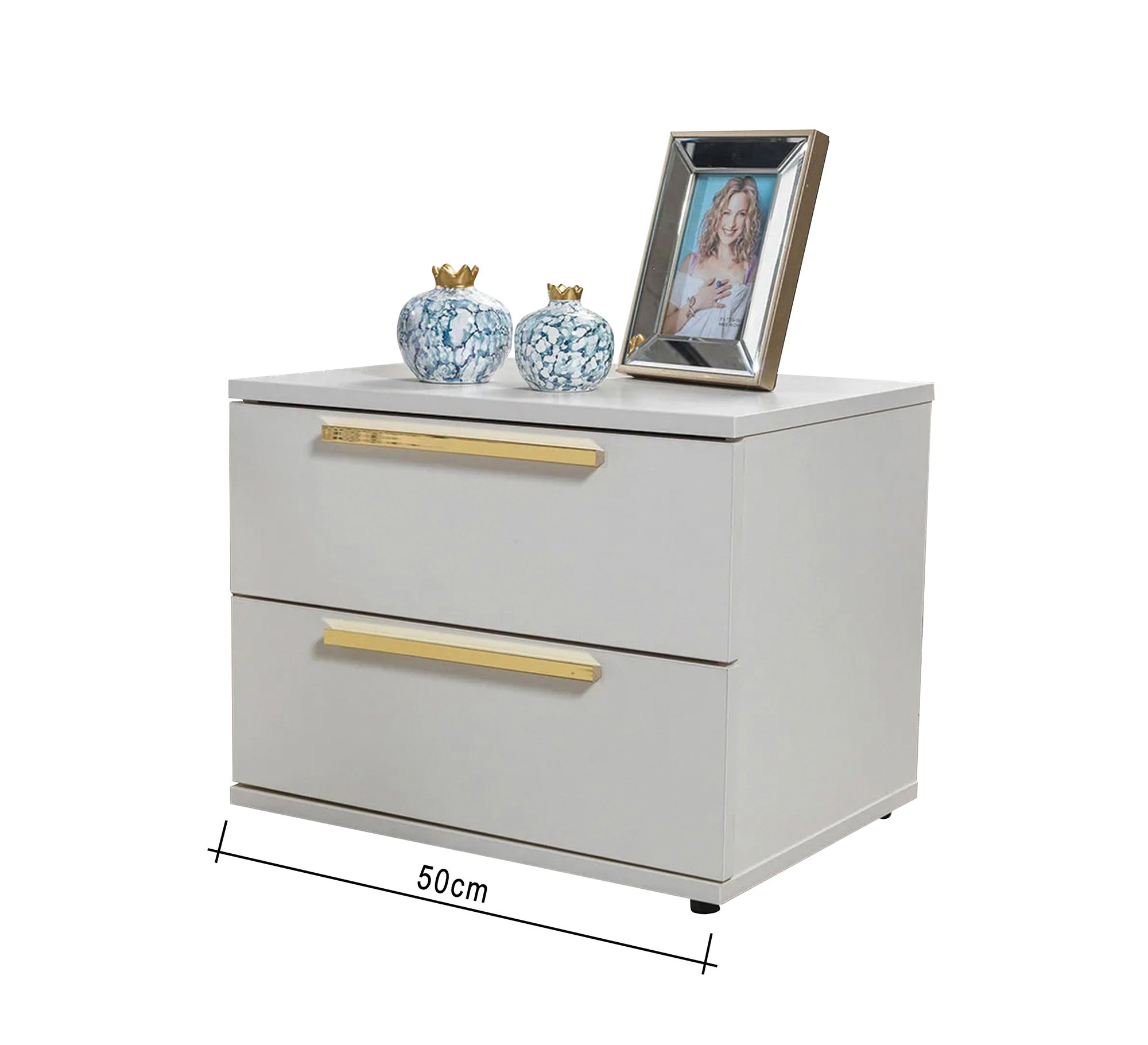 Complete bedroom in pearly white - Vitrine Furniture - Bed Sets