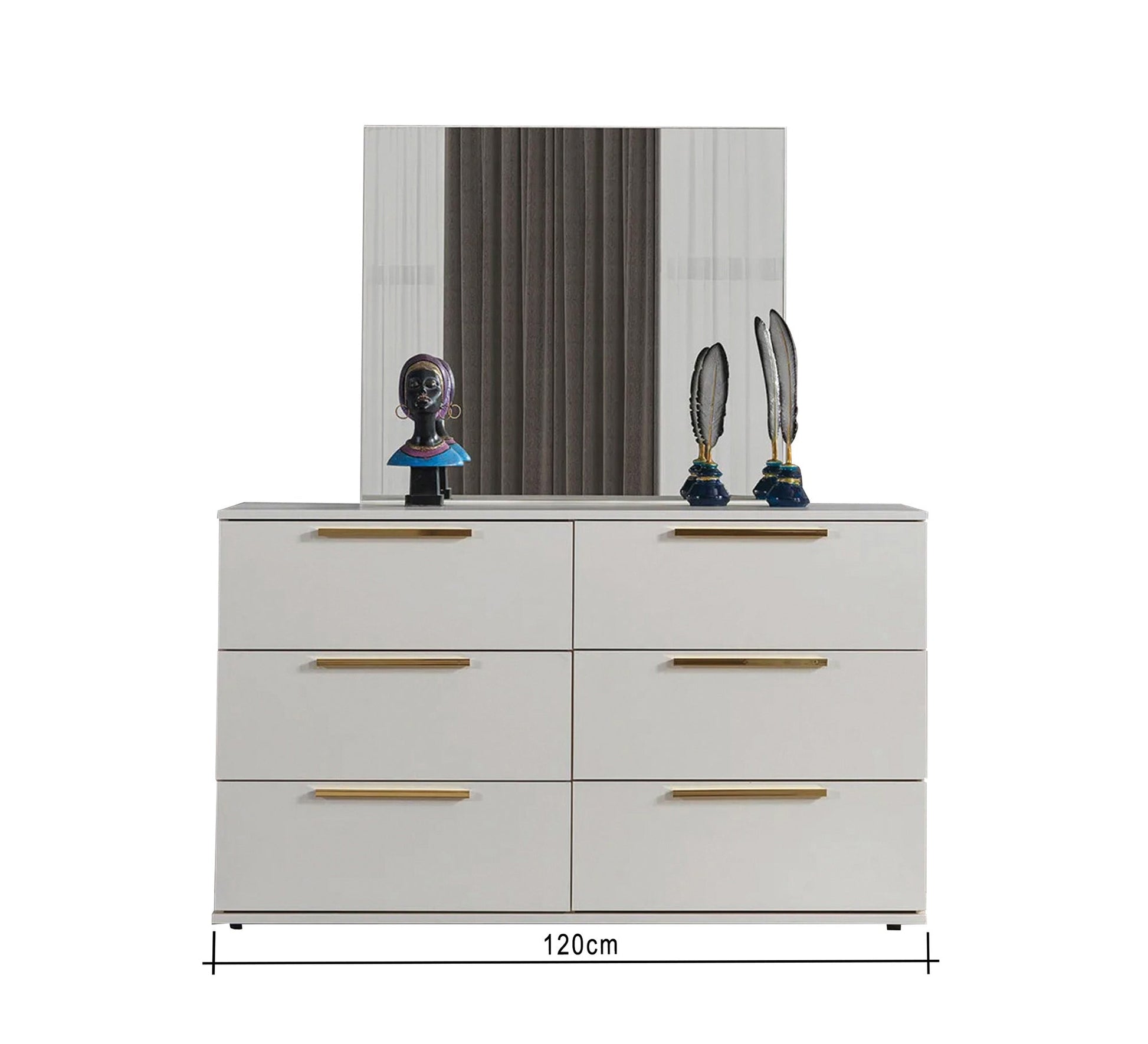 Complete bedroom in pearly white - Vitrine Furniture - Bed Sets