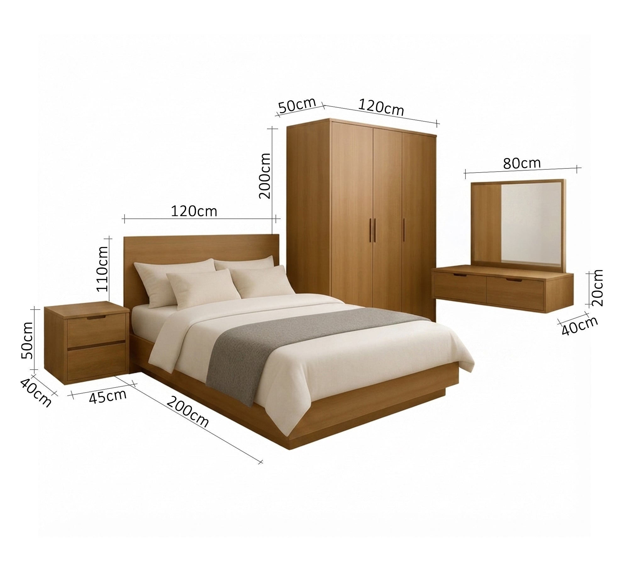 Complete modern wooden bedroom set - Vitrine Furniture - Kids Room Sets
