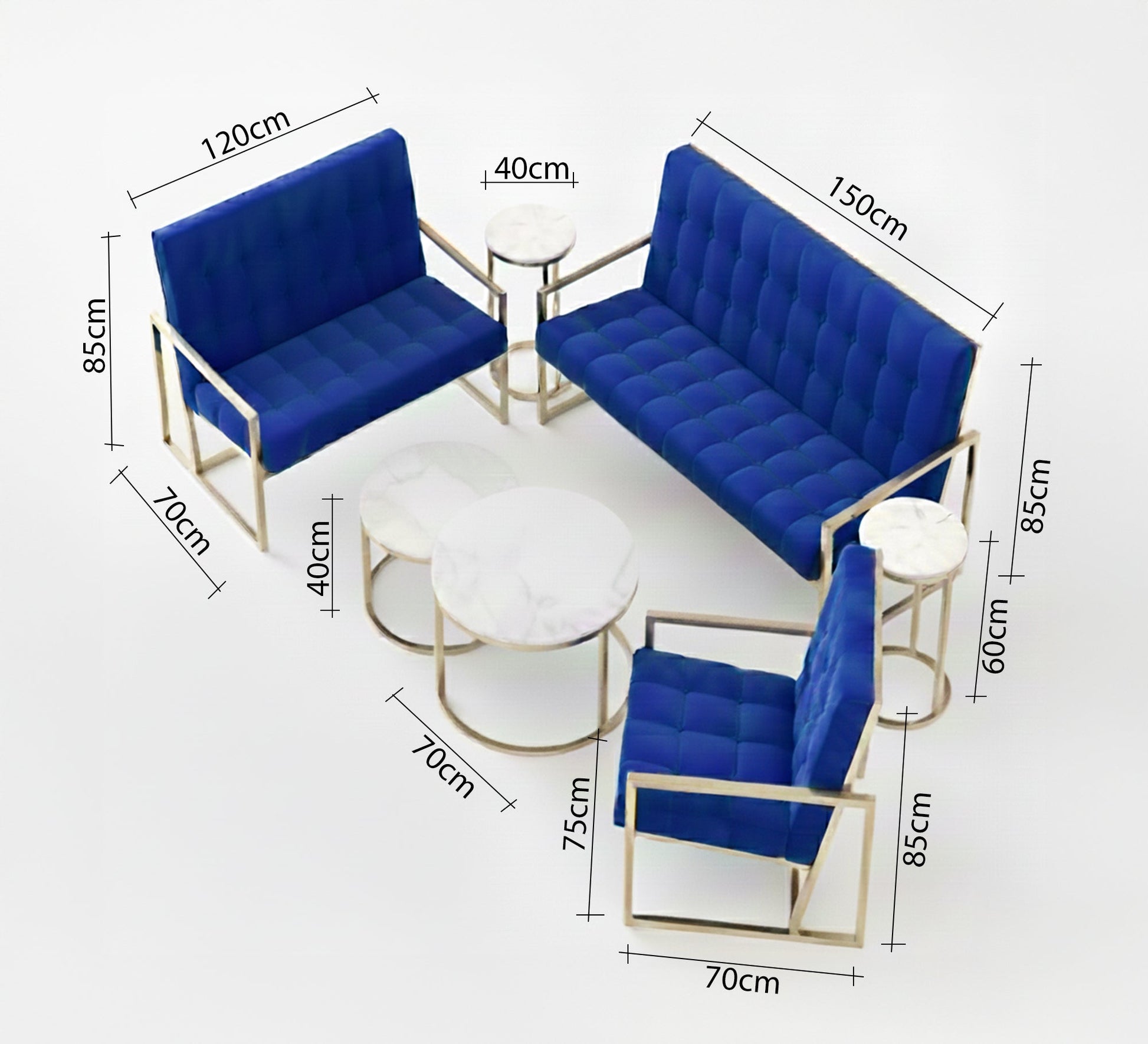 Complete seating set in royal blue - Vitrine Furniture - Furniture