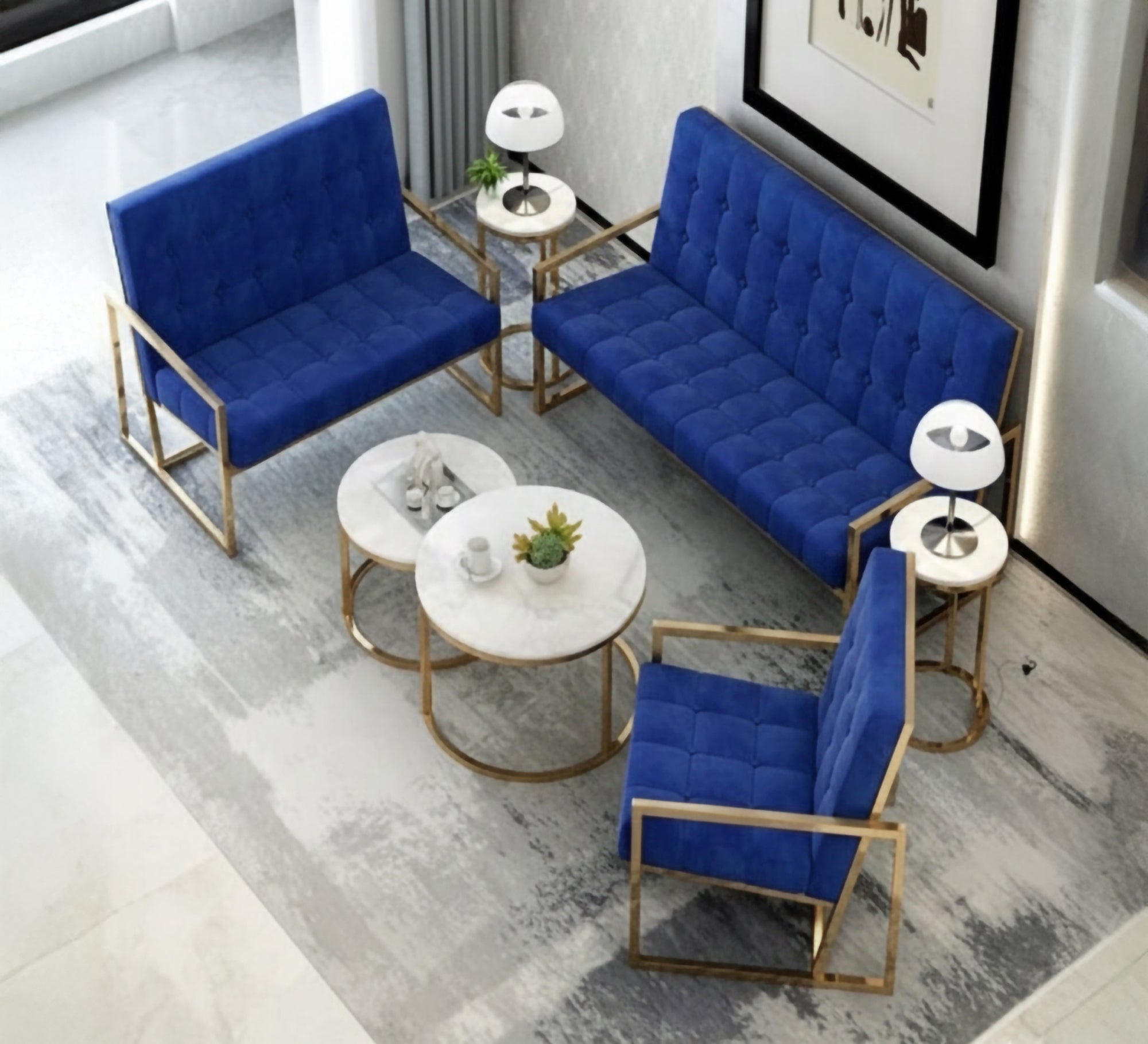 Complete seating set in royal blue - Vitrine Furniture - Furniture