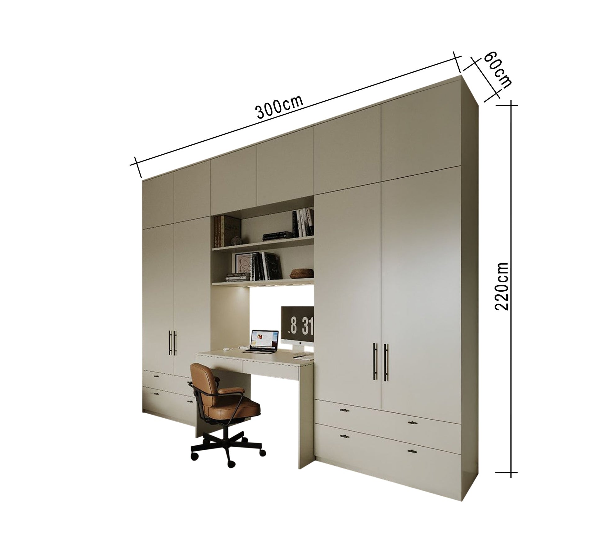 Complete wall - mounted paper cabinet with a large, spacious desk - Vitrine Furniture - Furniture