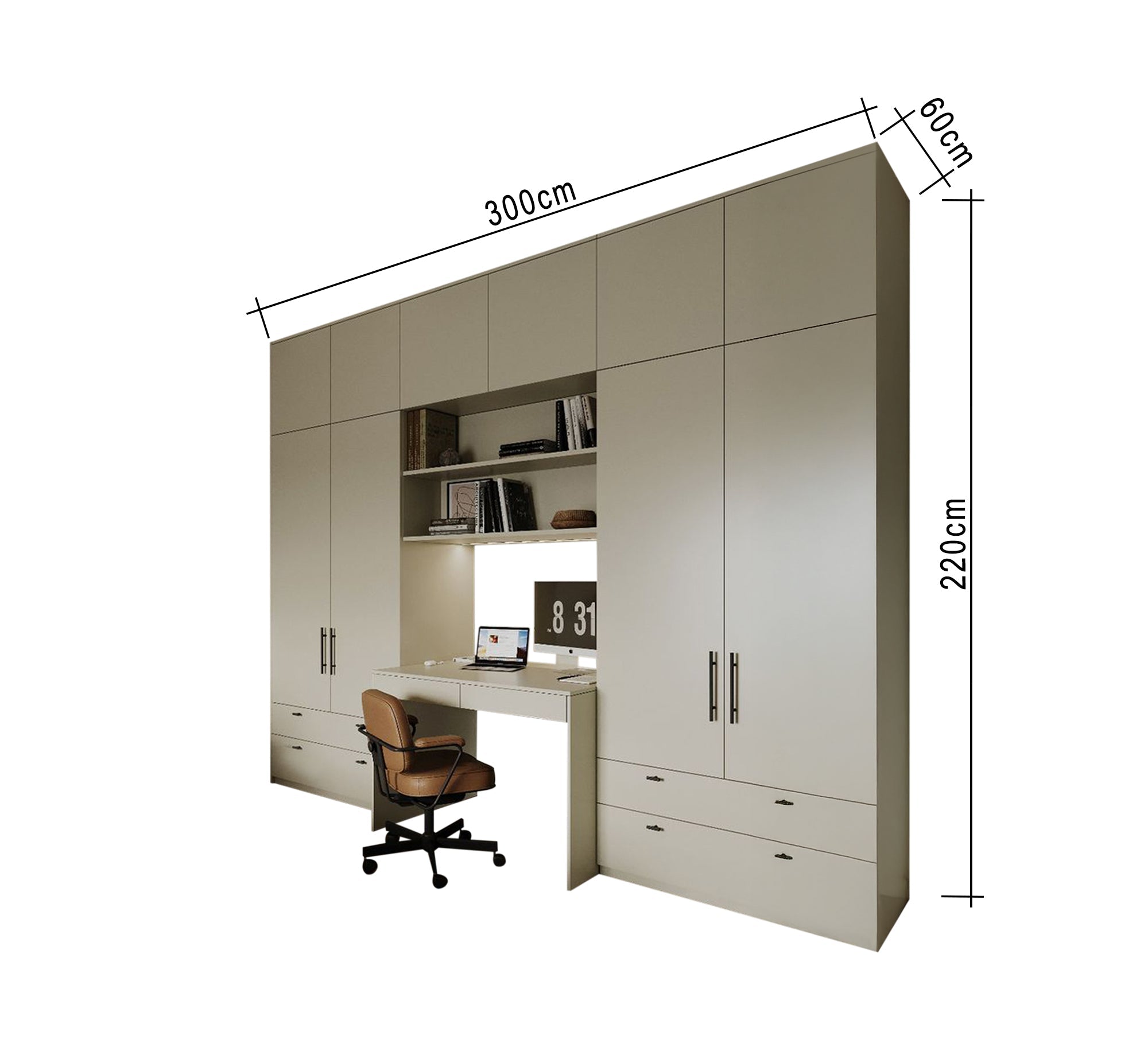 Complete wall - mounted paper cabinet with a large, spacious desk - Vitrine Furniture - Furniture