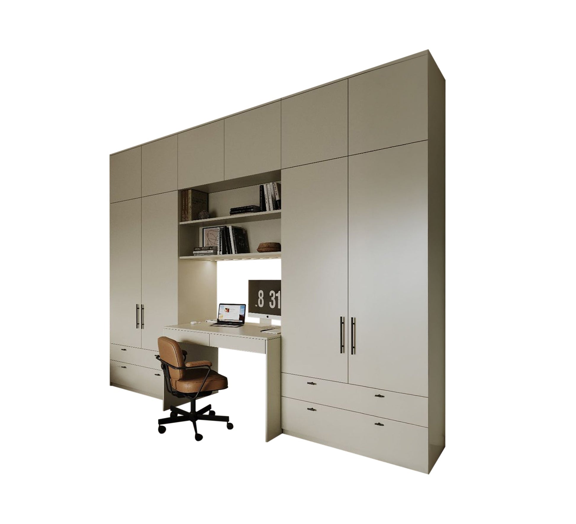 Complete wall - mounted paper cabinet with a large, spacious desk - Vitrine Furniture - Furniture