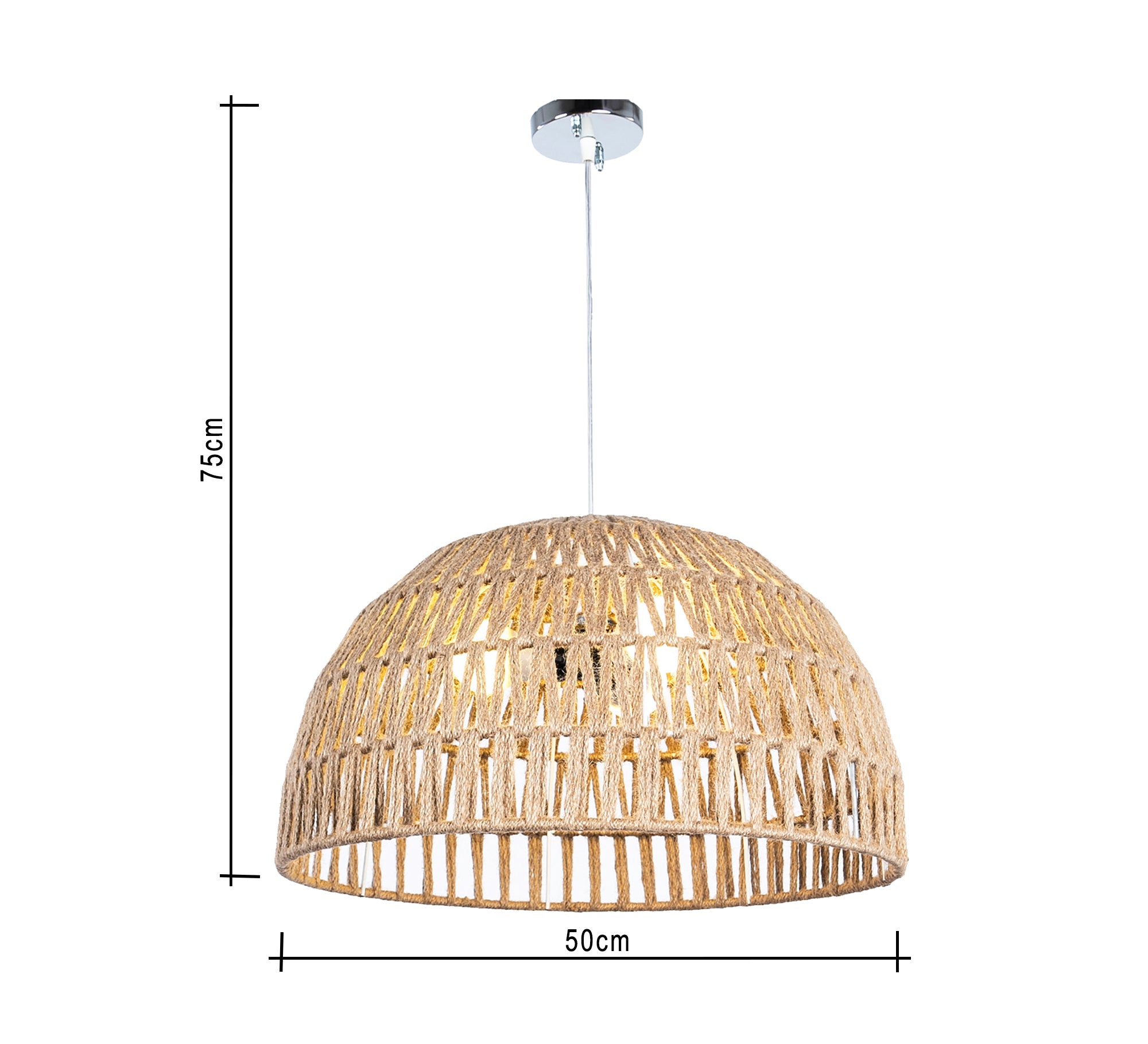 Cone ceiling lamp with linen ropes - Vitrine Furniture - Lighting