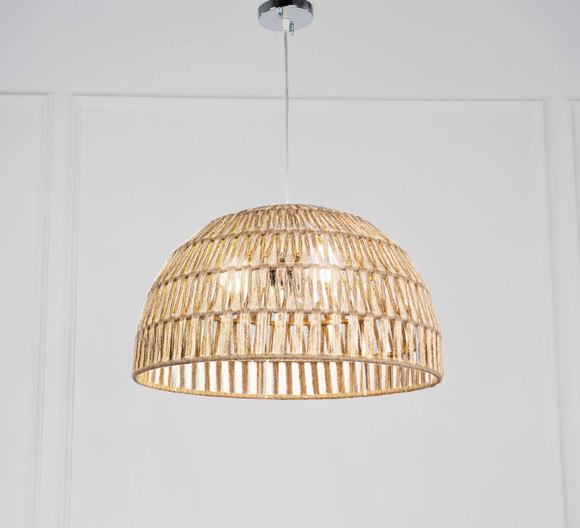 Cone ceiling lamp with linen ropes - Vitrine Furniture - Lighting