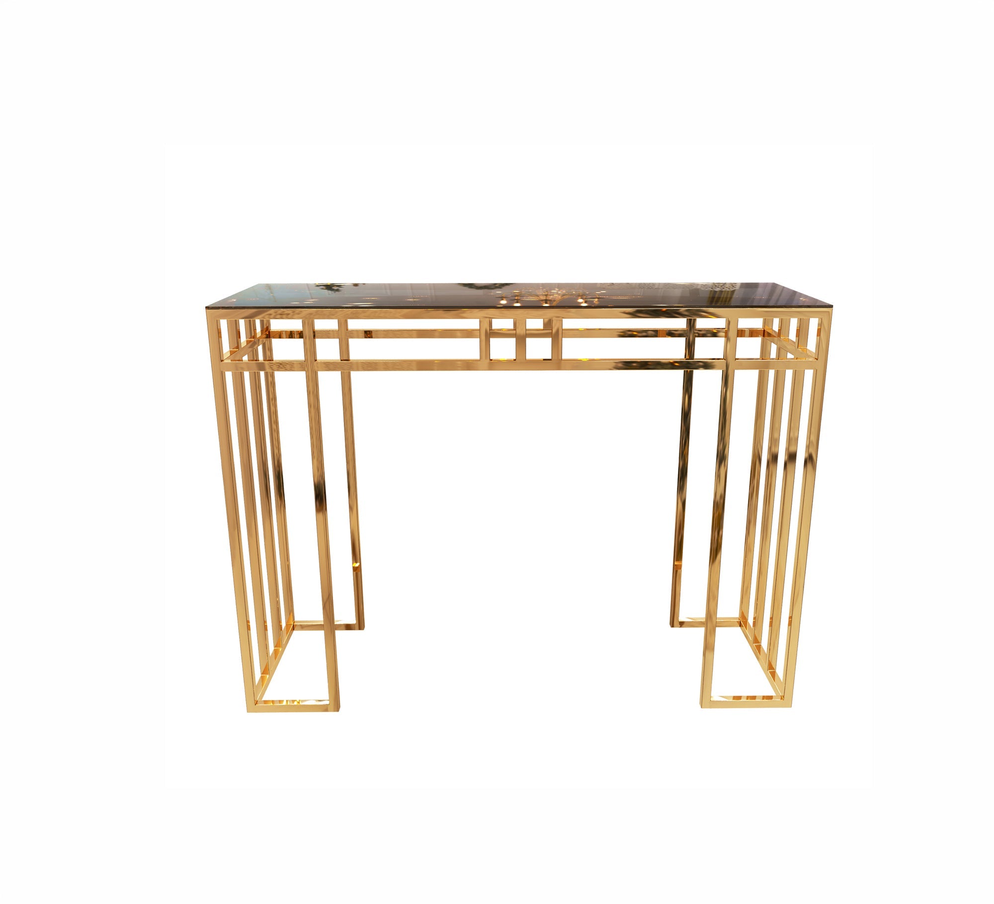 Console decorated with successive golden sticks - Vitrine Furniture - Console