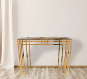 Console decorated with successive golden sticks - Vitrine Furniture - Furniture