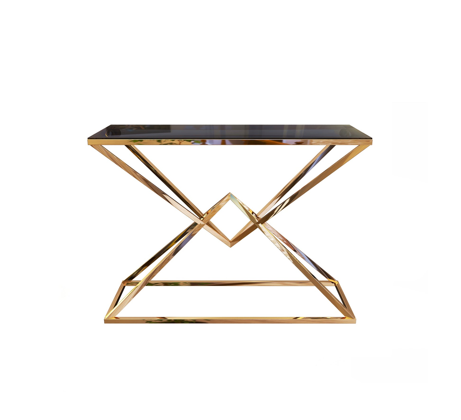 Console with a chassis shaped like overlapping pyramids - Vitrine Furniture - Console