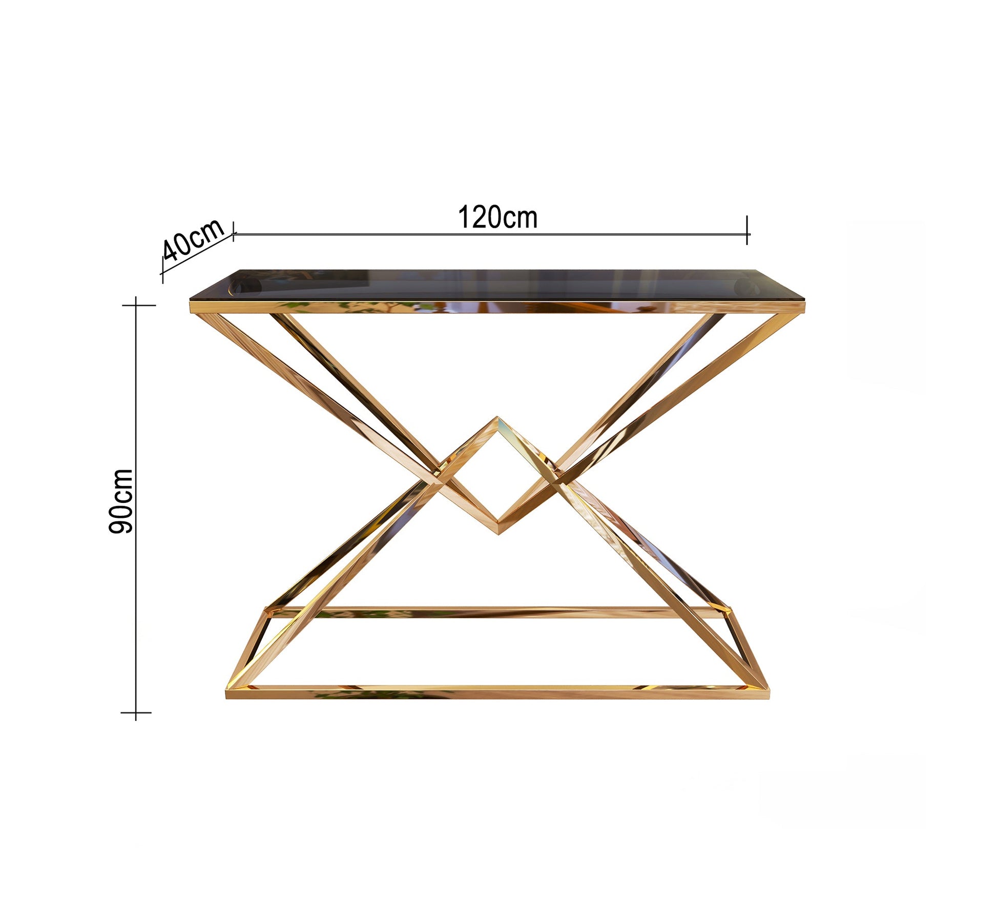 Console with a chassis shaped like overlapping pyramids - Vitrine Furniture - Console