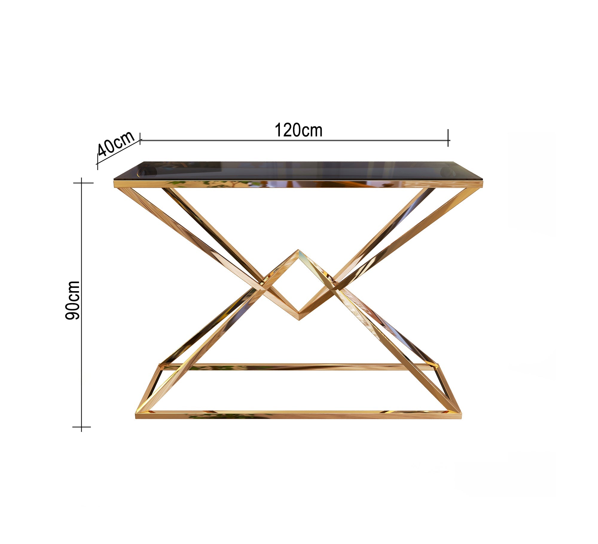 Console with a chassis shaped like overlapping pyramids - Vitrine Furniture - Console