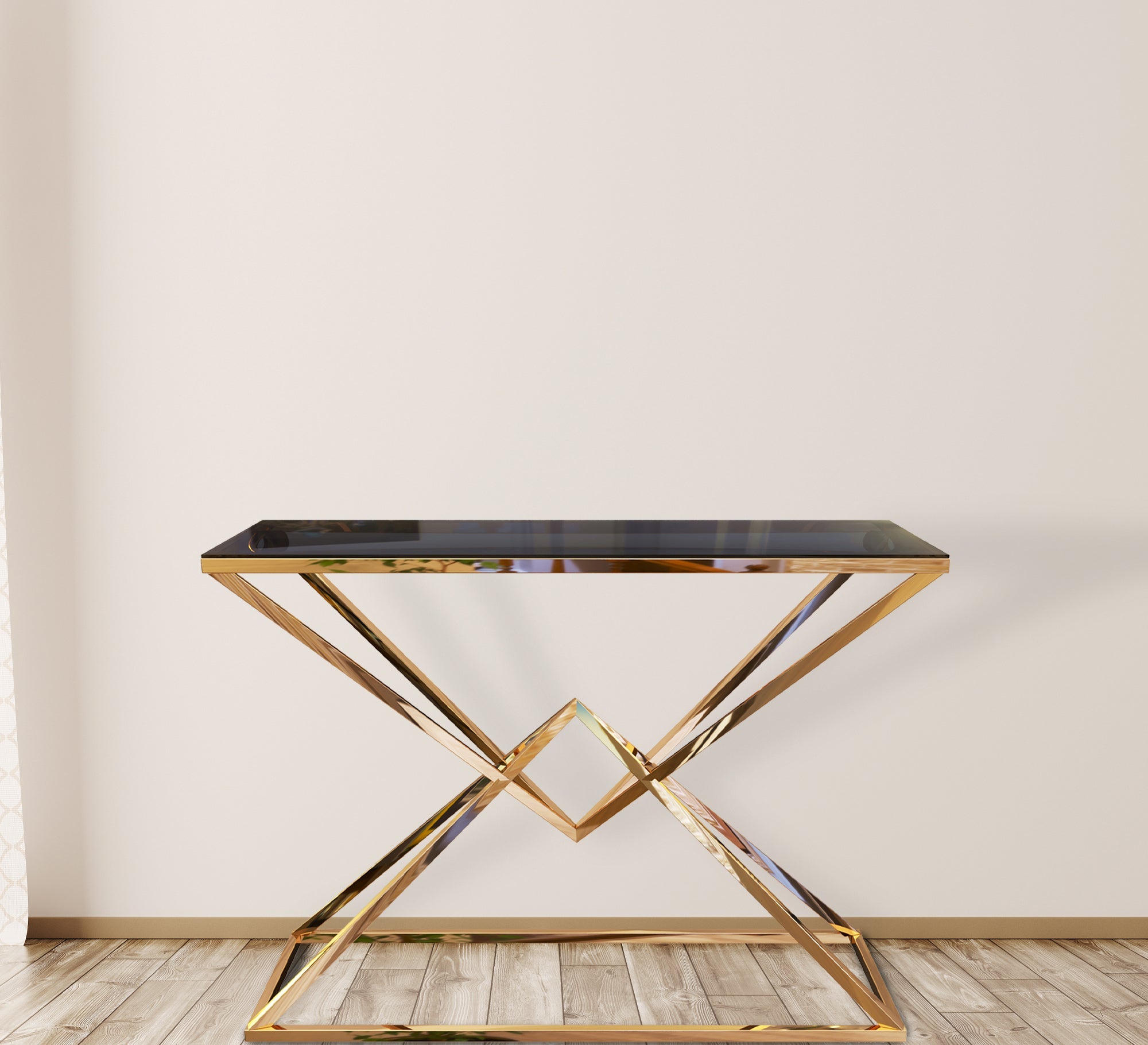 Console with a chassis shaped like overlapping pyramids - Vitrine Furniture - Furniture