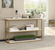 Console with a golden frame and wooden shelves - Vitrine Furniture - Furniture