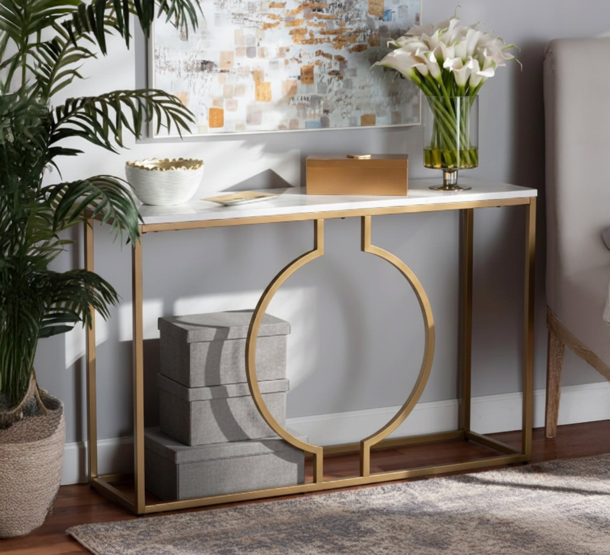 Console with a marble top resting on a metal chassis - Vitrine Furniture - Furniture