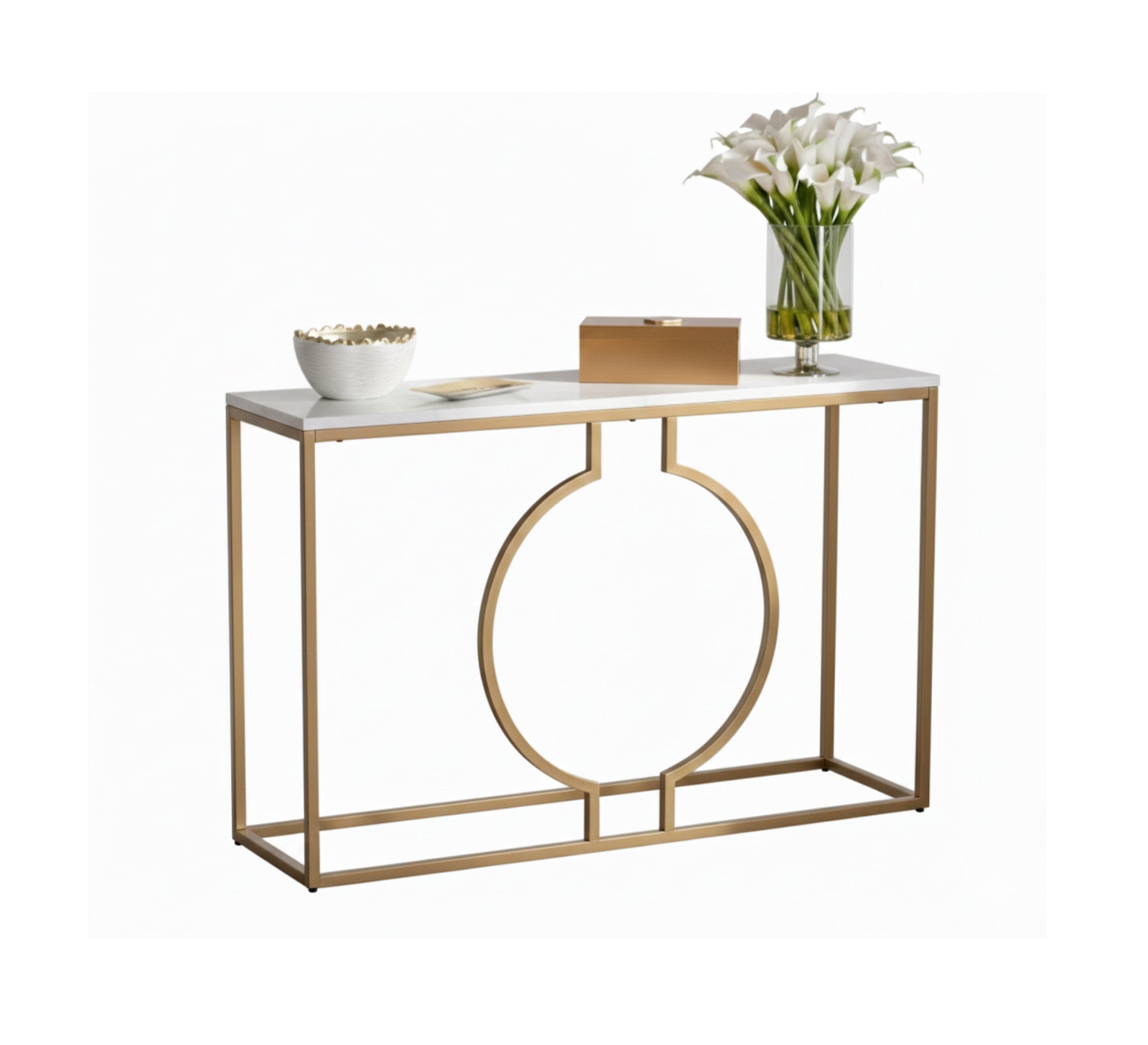 Console with a marble top resting on a metal chassis - Vitrine Furniture - Furniture