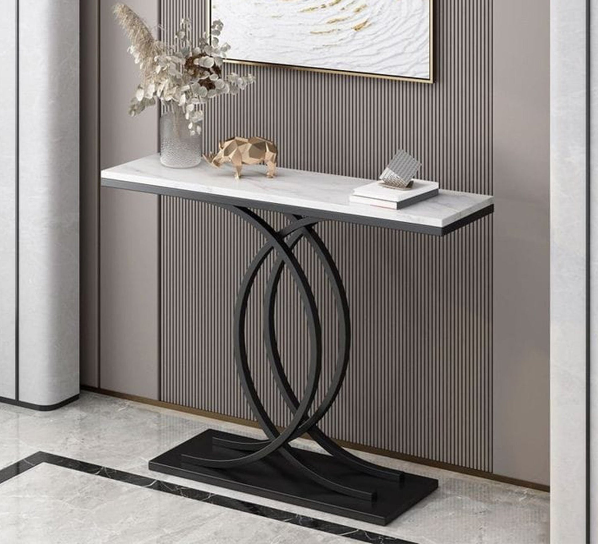 Console with a semicircular base and a marble top - Vitrine Furniture - Furniture