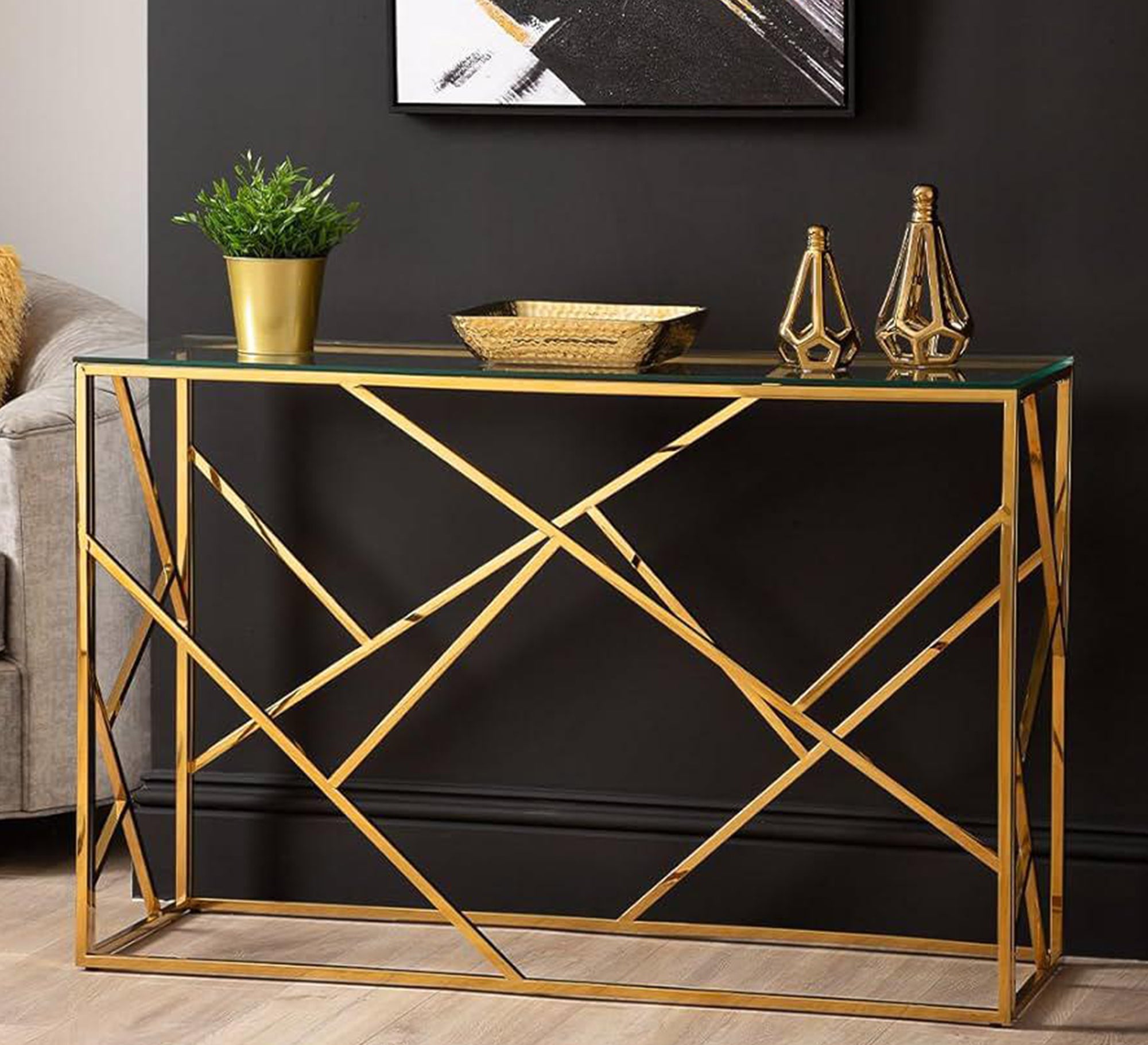 Console with an interlocking decorative frame - Vitrine Furniture - Furniture